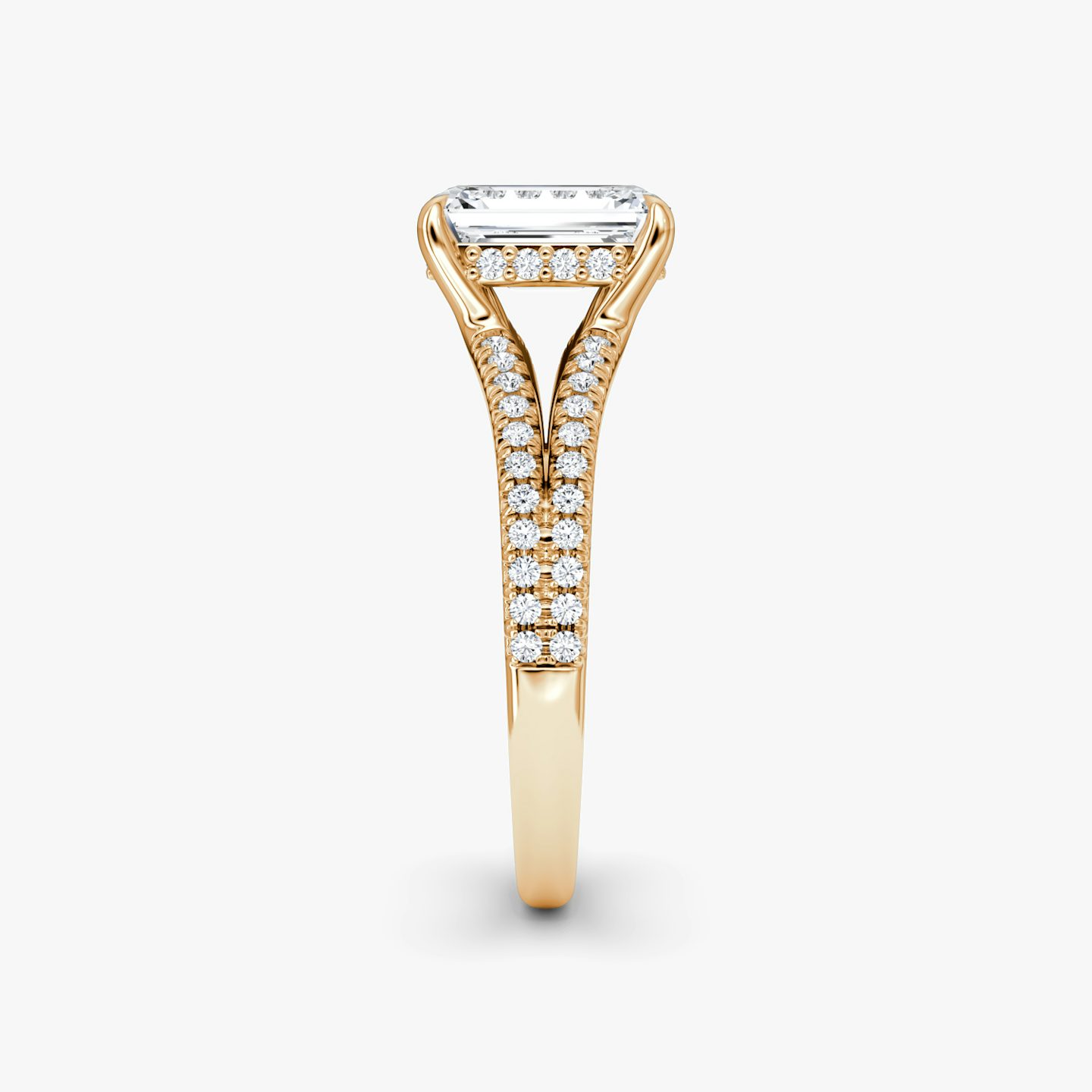 The Floating Split Band | Emerald | 14k | 14k Rose Gold | Band: Pavé | Diamond orientation: vertical | Carat weight: See full inventory