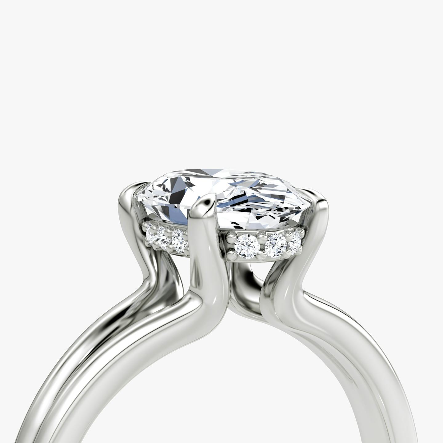 The Floating Split Band | Oval | Platinum | Band: Plain | Diamond orientation: vertical | Carat weight: See full inventory