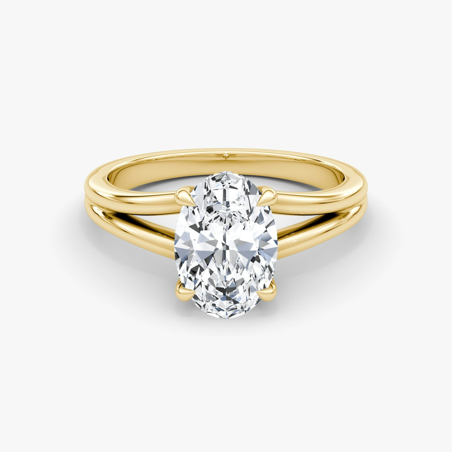 The Floating Split Band Oval Engagement Ring | Plain Band | Yellow Gold