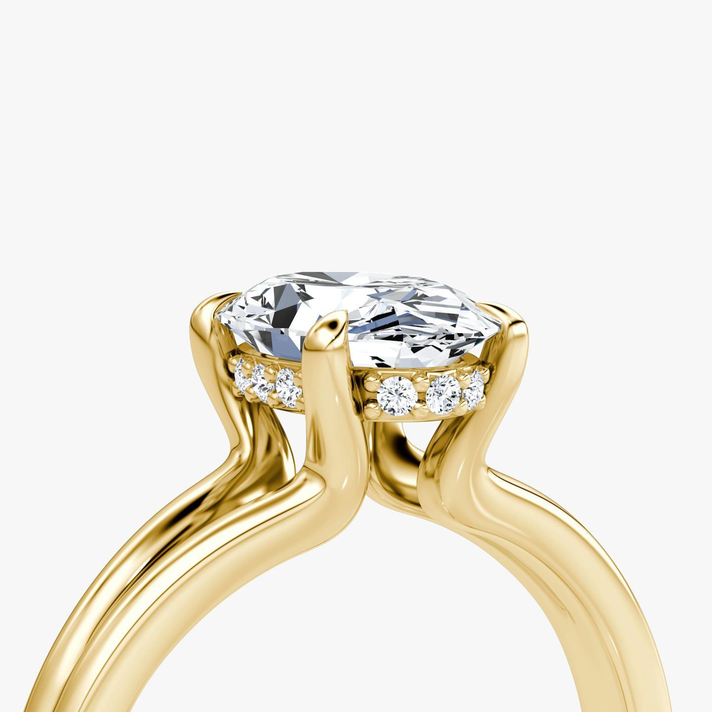 The Floating Split Band Oval Engagement Ring | Plain Band | Yellow Gold