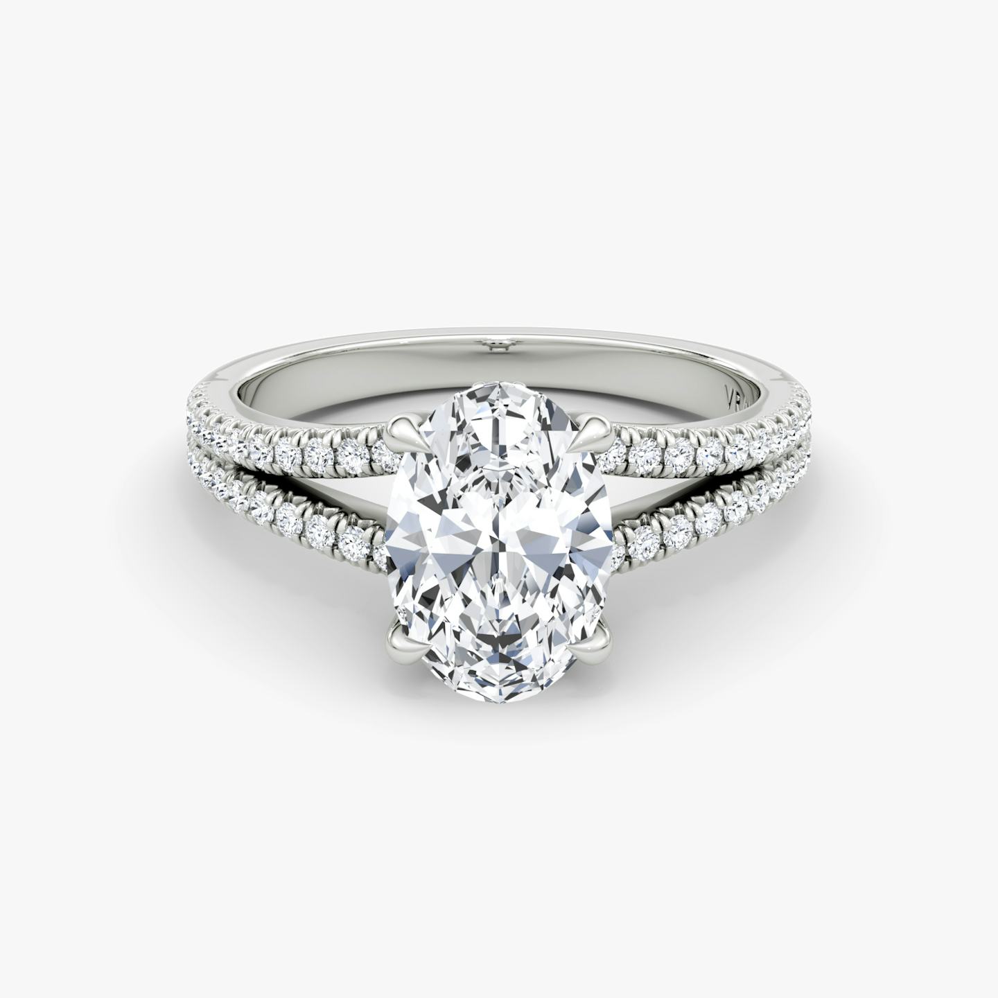 The Floating Split Band | Oval | 18k | 18k White Gold | Band: Pavé | Diamond orientation: vertical | Carat weight: See full inventory