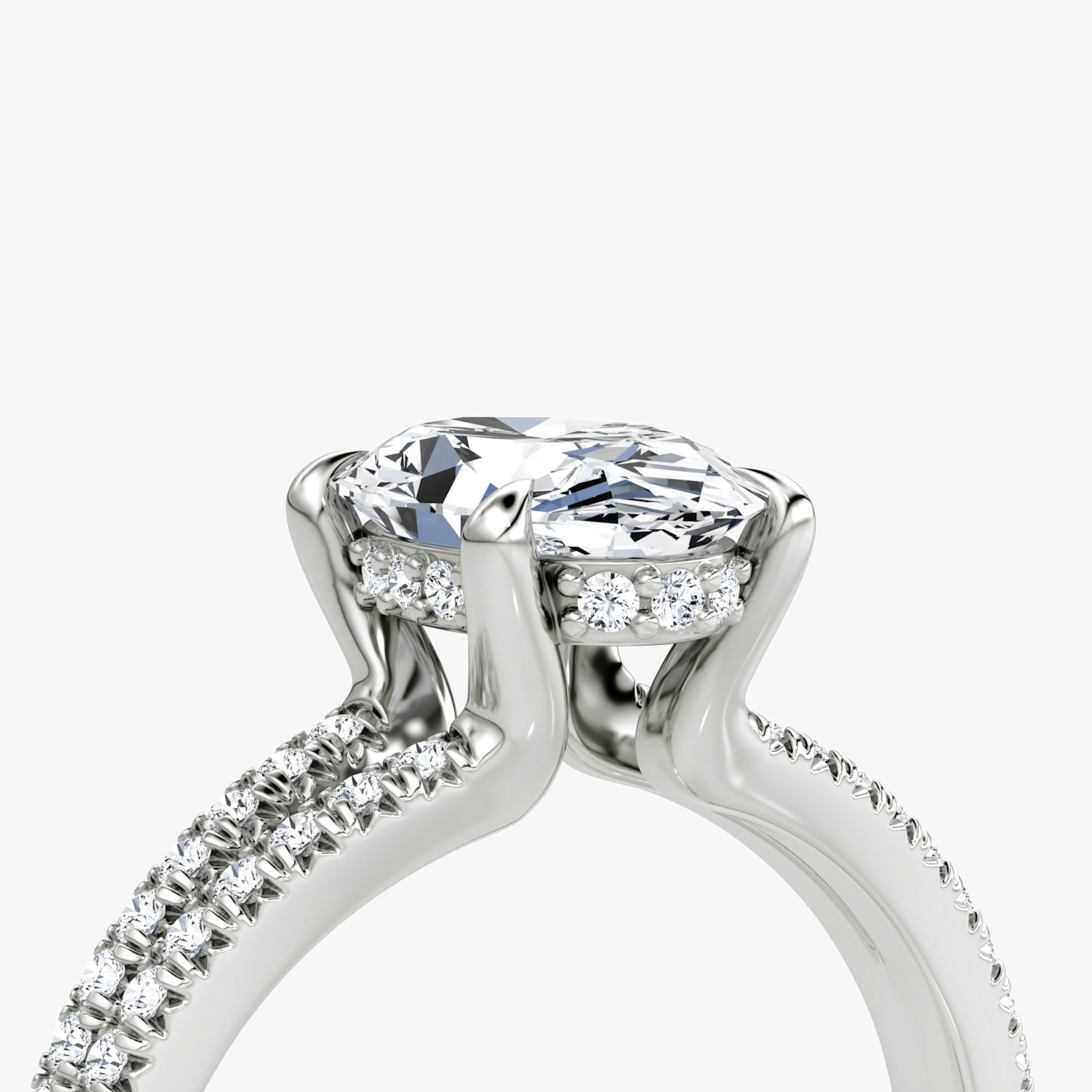 The Floating Split Band | Oval | Platinum | Band: Pavé | Diamond orientation: vertical | Carat weight: See full inventory