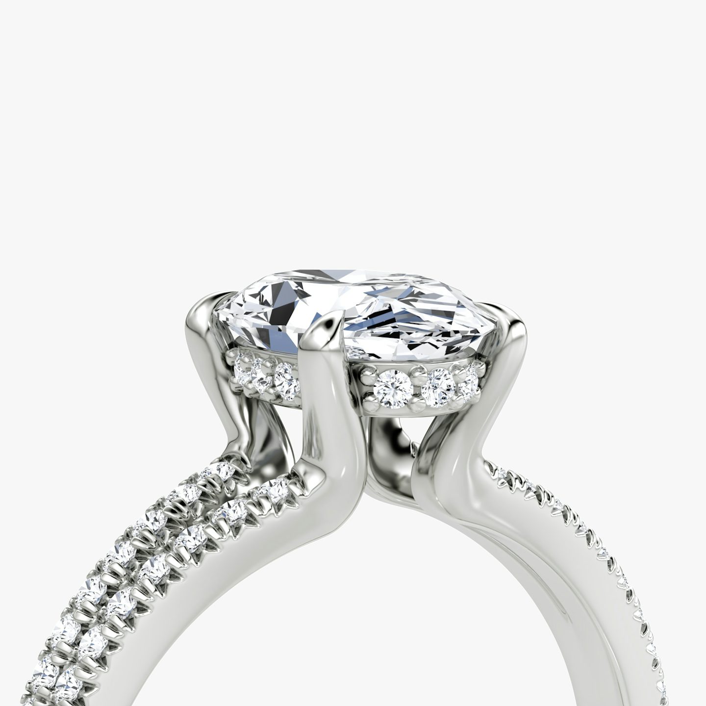 The Floating Split Band | Oval | 18k | 18k White Gold | Band: Pavé | Diamond orientation: vertical | Carat weight: See full inventory