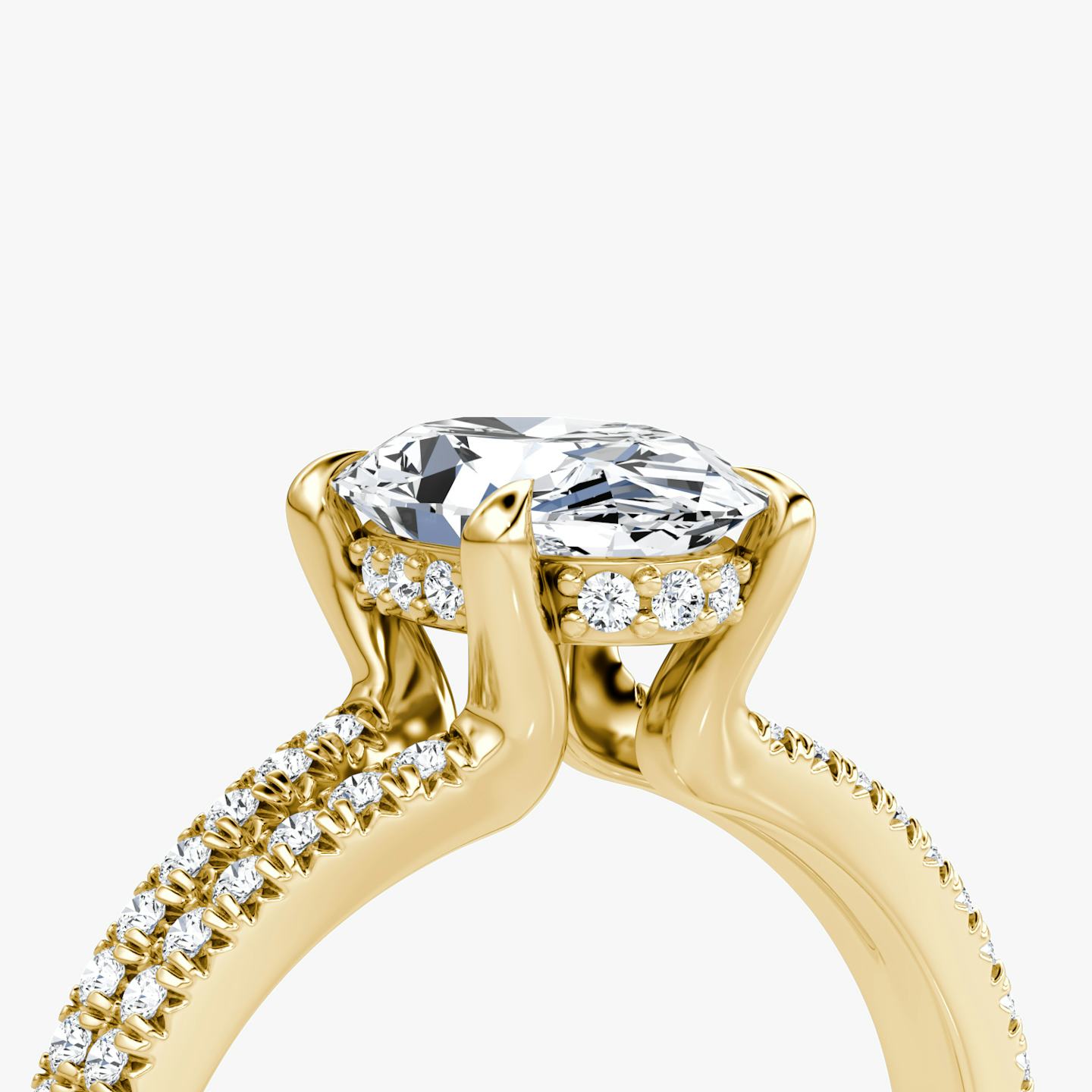 The Floating Split Band | Oval | 18k | 18k Yellow Gold | Band: Pavé | Diamond orientation: vertical | Carat weight: See full inventory
