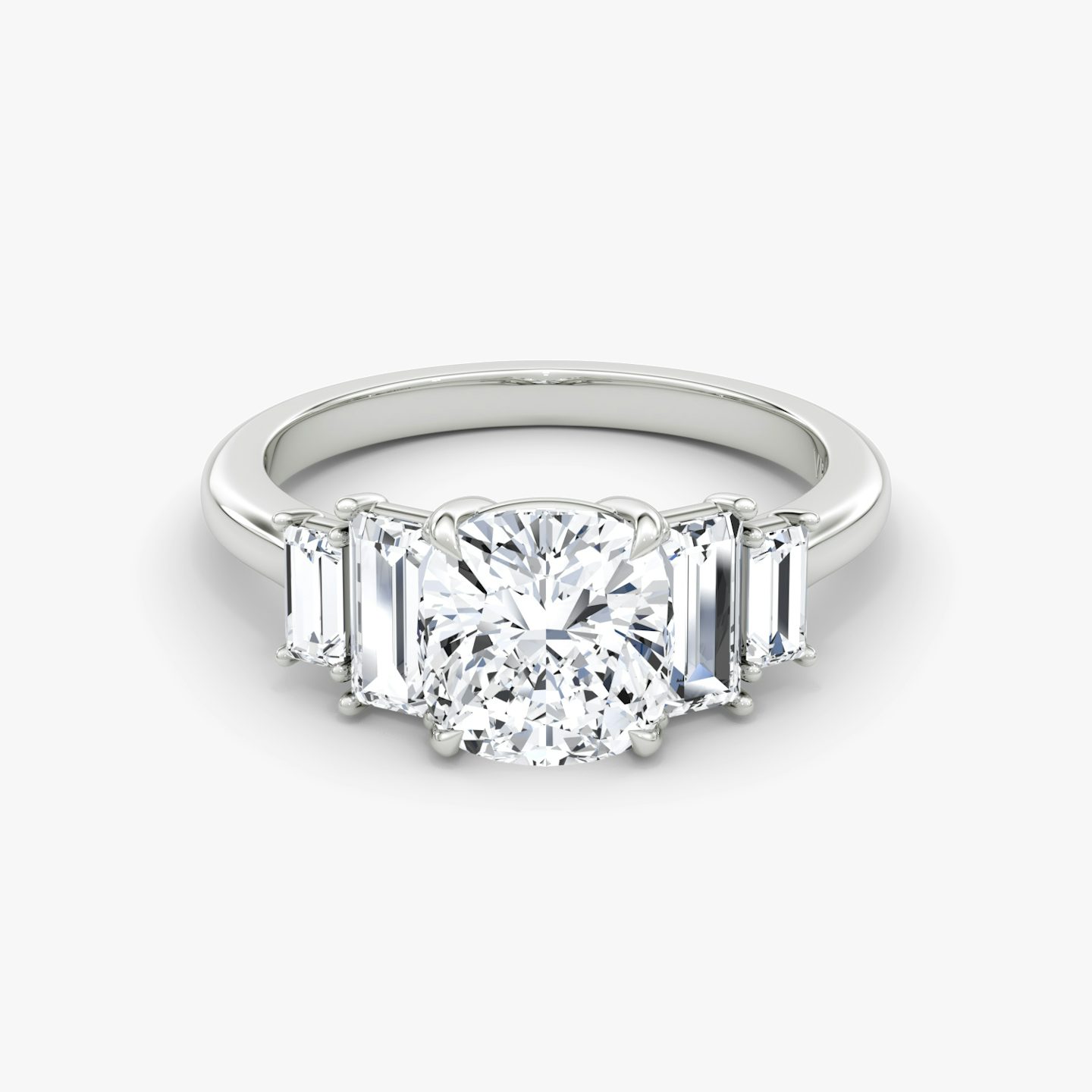 The Five Stone Heirloom | Pavé Cushion | 18k | 18k White Gold | Band: Plain | Diamond orientation: vertical | Carat weight: See full inventory