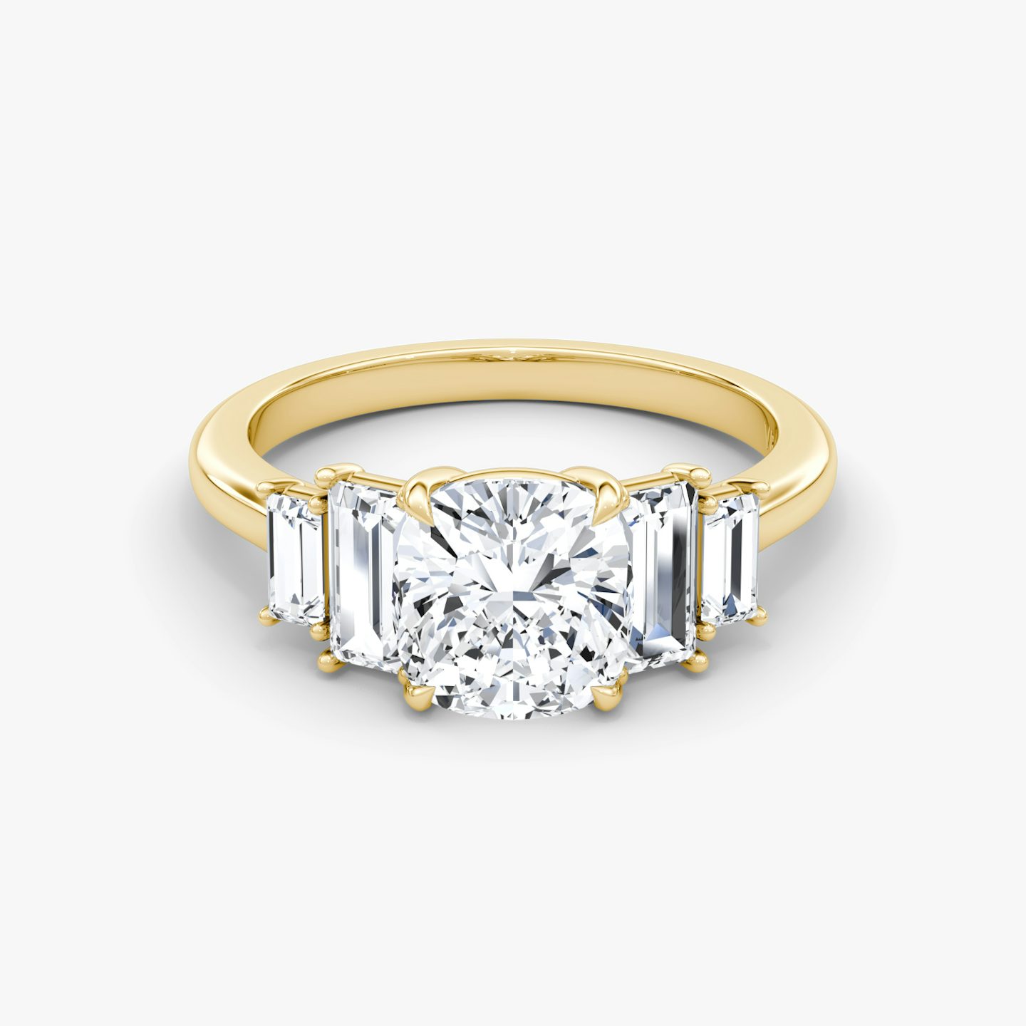 The Five Stone Heirloom | Pavé Cushion | 18k | 18k Yellow Gold | Band: Plain | Diamond orientation: vertical | Carat weight: See full inventory