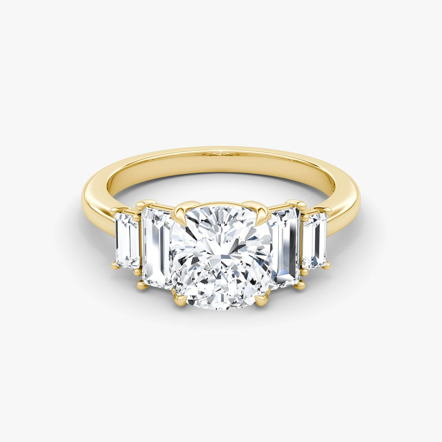 Five Stone Heirloom Cushion Engagement Ring | 18k Yellow Gold