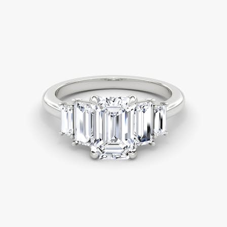 Five Stone Emerald Diamond Ring