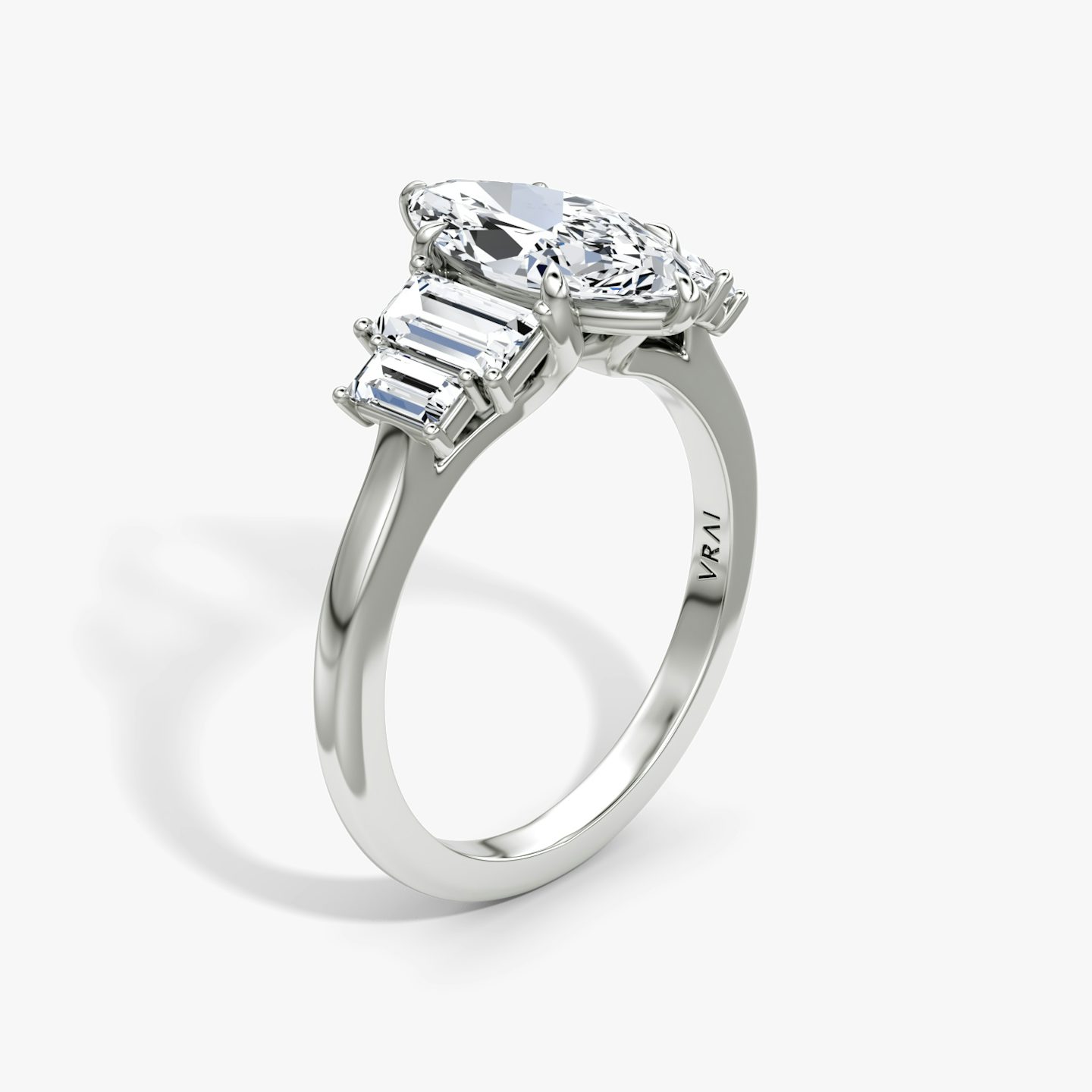 The Five Stone Heirloom | Pavé Marquise | 18k | 18k White Gold | Band: Plain | Diamond orientation: vertical | Carat weight: See full inventory