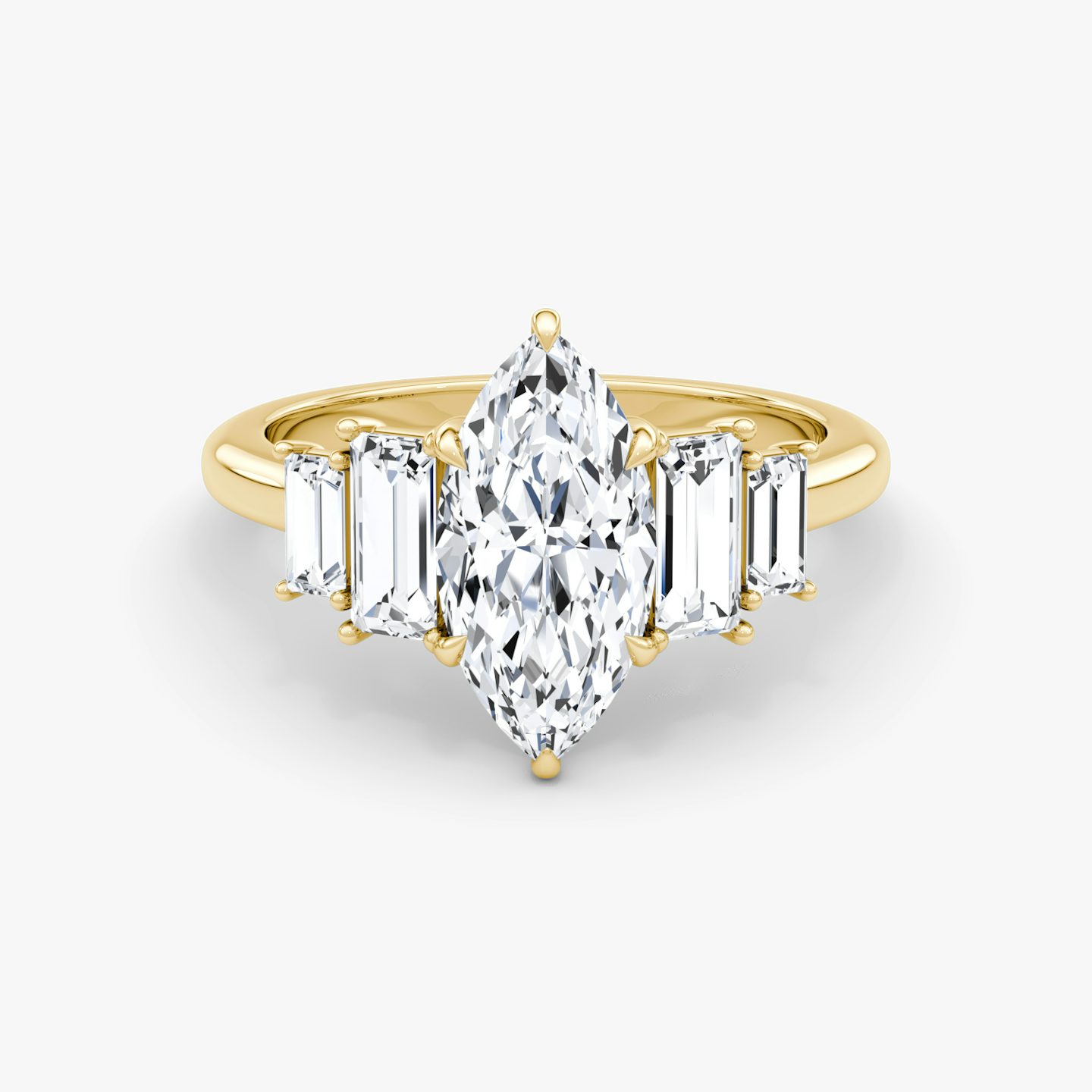 The Five Stone Heirloom | Pavé Marquise | 18k | 18k Yellow Gold | Band: Plain | Diamond orientation: vertical | Carat weight: See full inventory