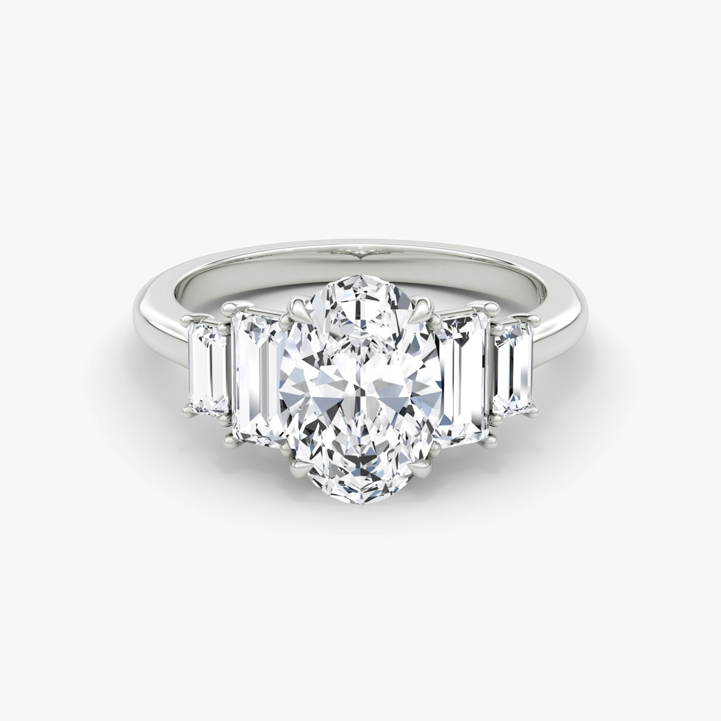 The Five Stone Heirloom | Oval | Platinum | Band: Plain | Diamond orientation: vertical | Carat weight: See full inventory