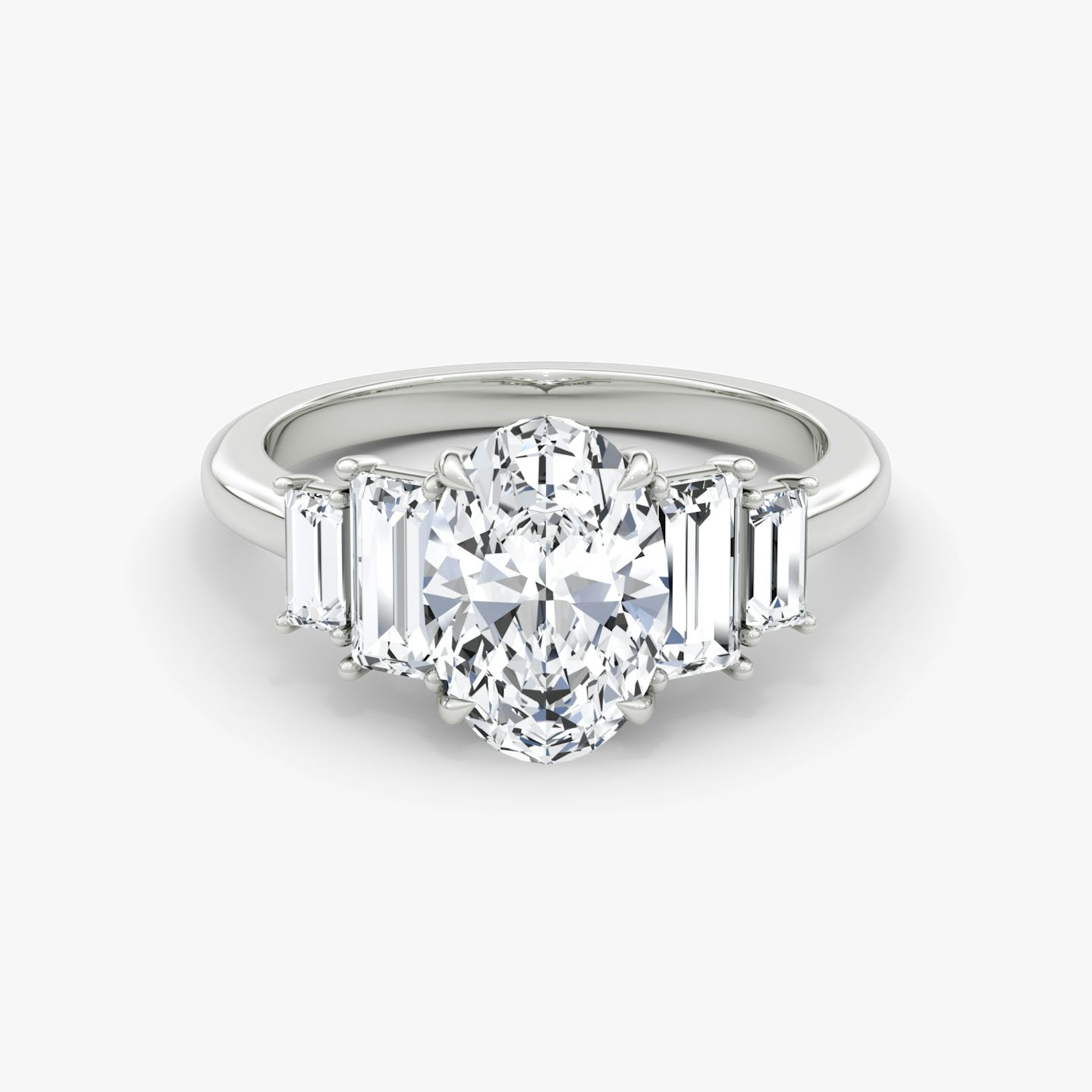 Bague de fiançailles Five Stone Heirloom | Ovale | 18k | Or blanc 18 carats | Orientation du diamant: vertical | Poids en carats: Voir le stock total