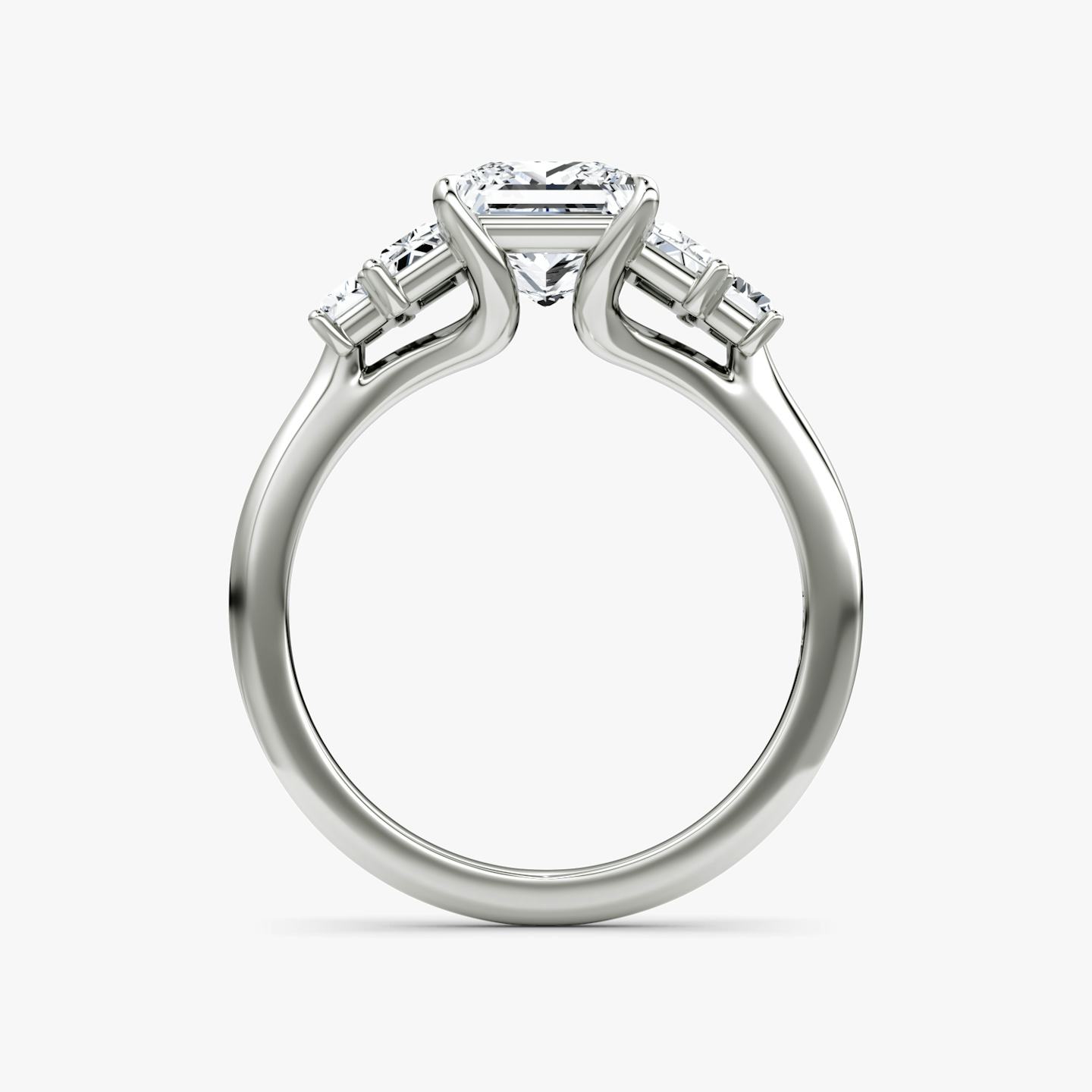 five stone engagement ring princess plain white gold profile view