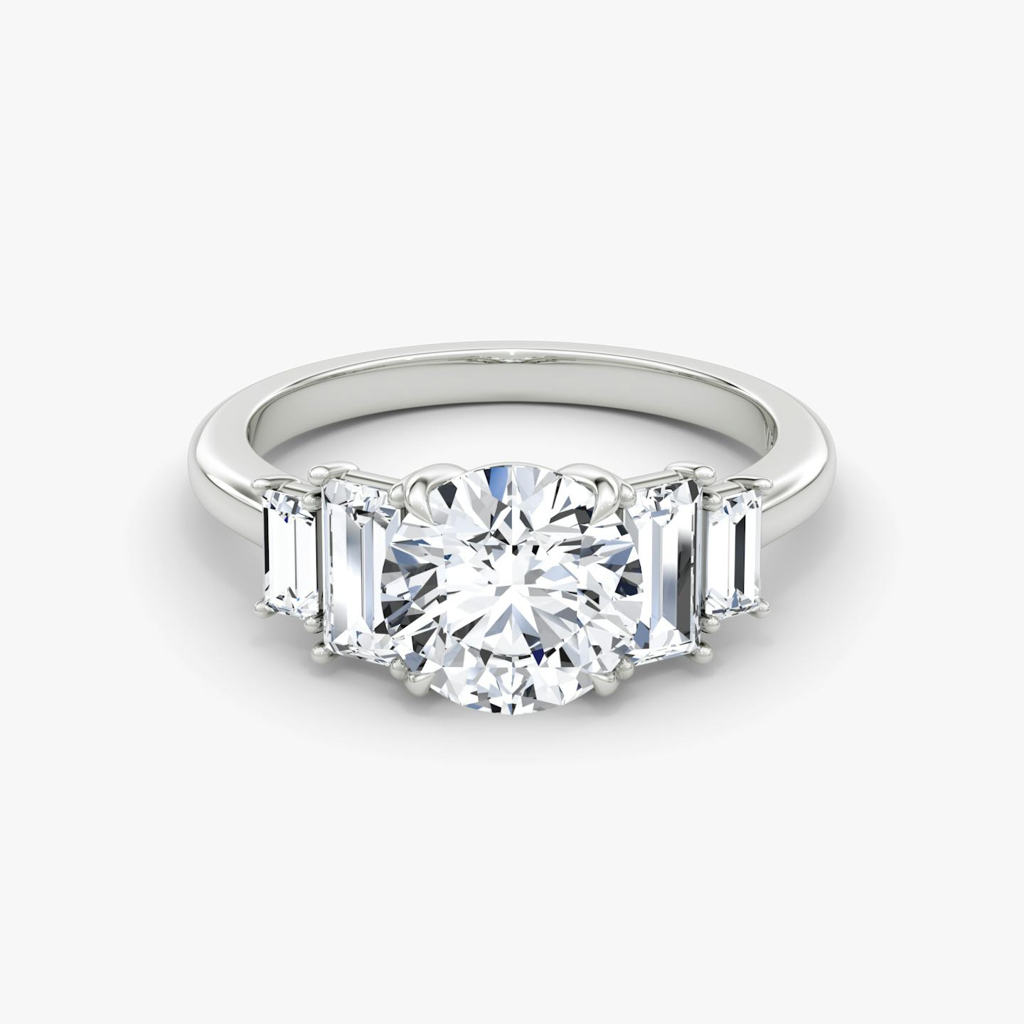 Bague de fiançailles Five Stone Heirloom | Rond Brillant | 18k | Or blanc 18 carats | Poids en carats: 1 | Orientation du diamant: vertical