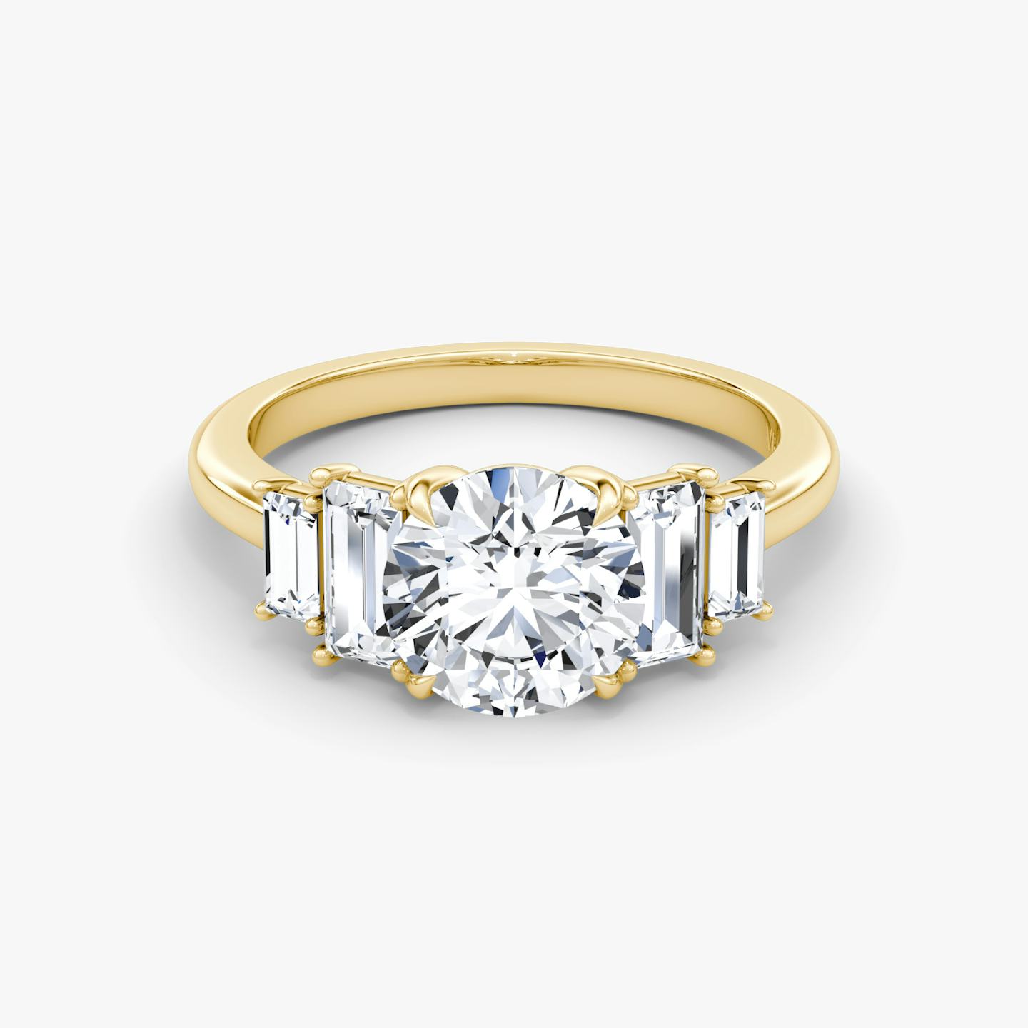 Bague de fiançailles Five Stone Heirloom | Rond Brillant | 18k | Or jaune 18 carats | Poids en carats: 1 | Orientation du diamant: vertical