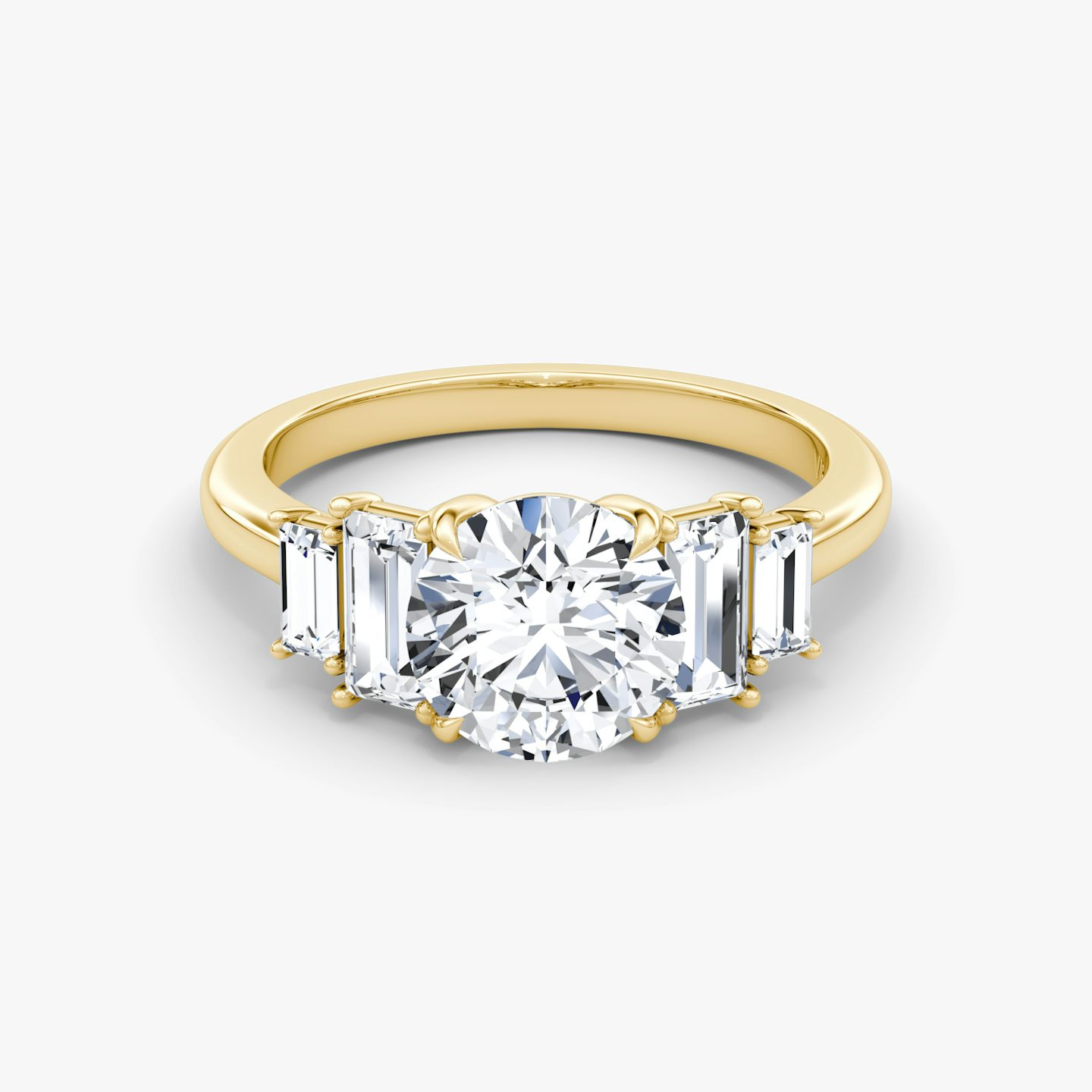 Bague de fiançailles Five Stone Heirloom | Rond Brillant | 18k | Or jaune 18 carats | Poids en carats: 2 | Orientation du diamant: vertical