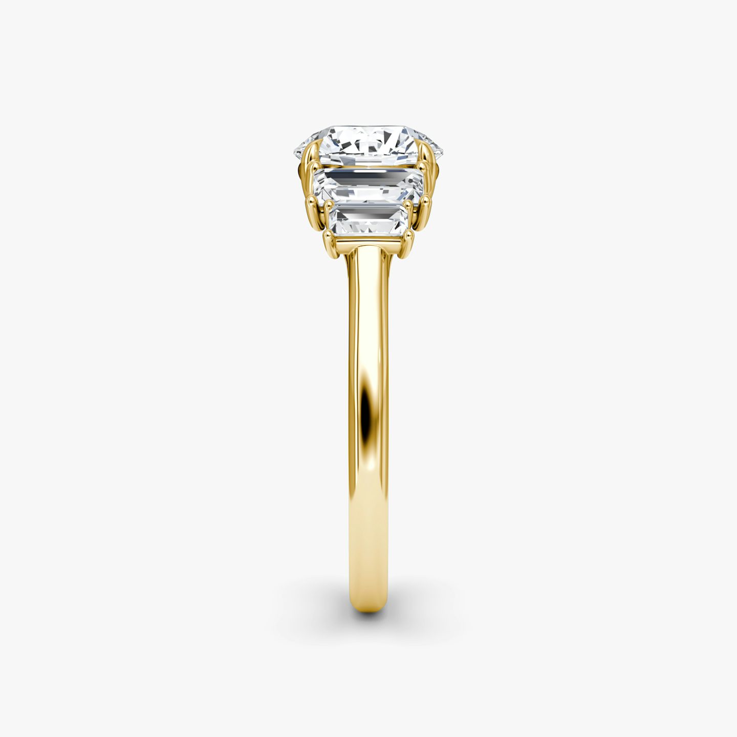 Bague de fiançailles Five Stone Heirloom | Rond Brillant | 18k | Or jaune 18 carats | Anneau: Simple | Poids en carats: 2 | Orientation du diamant: vertical