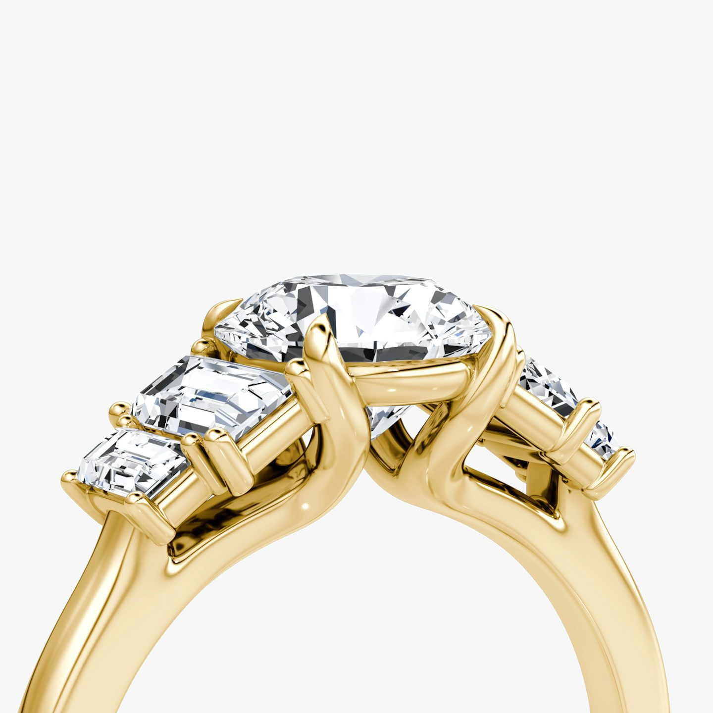 Bague de fiançailles Five Stone Heirloom | Rond Brillant | 18k | Or jaune 18 carats | Poids en carats: 1½ | Orientation du diamant: vertical