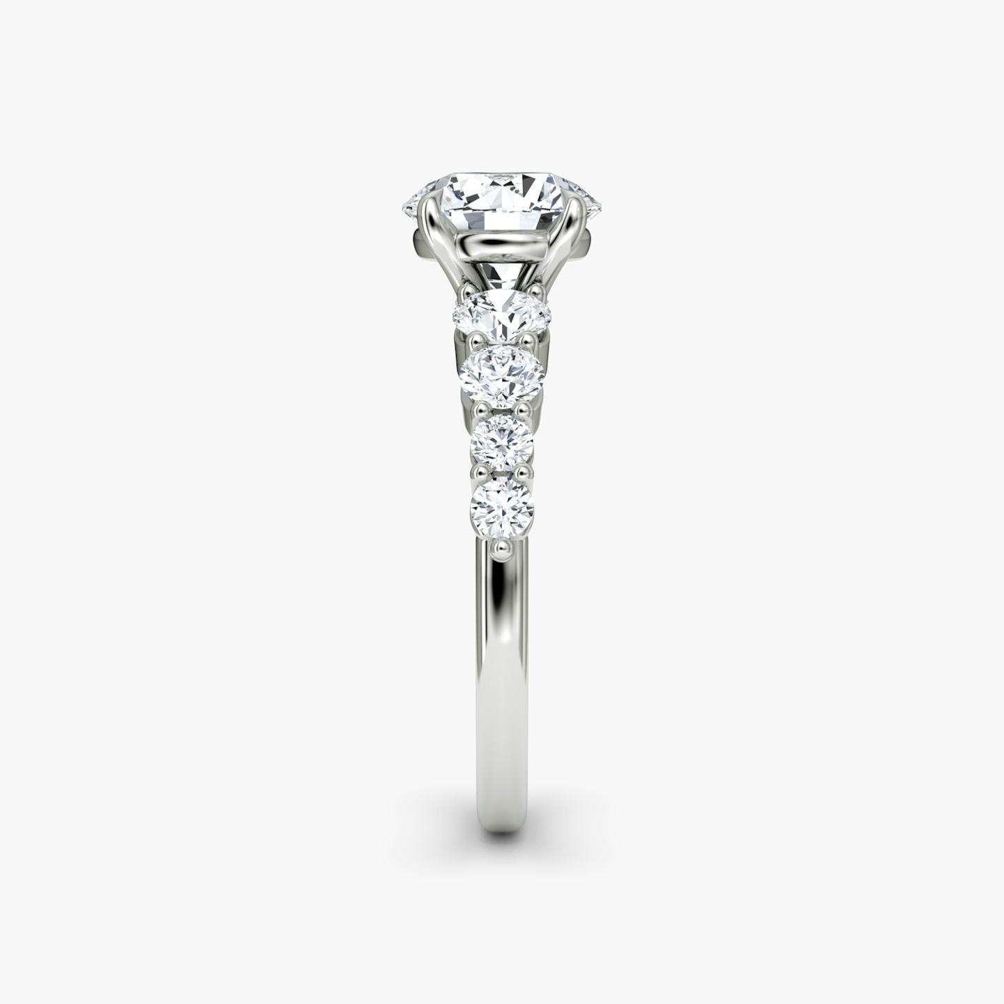 Bague de fiançailles Graduated | Rond Brillant | 18k | Or blanc 18 carats | Poids en carats: 1 | Orientation du diamant: vertical