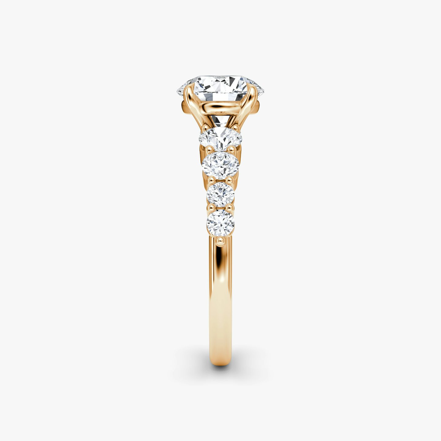 Bague de fiançailles Graduated | Rond Brillant | 14k | Or rose 14 carats | Poids en carats: 1 | Orientation du diamant: vertical