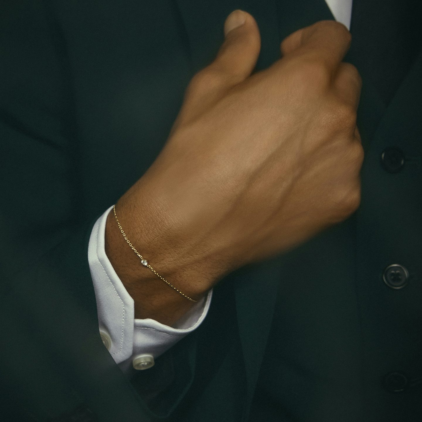 Bracelet Duo Lariat | Rond Brillant | 14k | Or blanc 18 carats | Longueur de la chaîne: 6.5