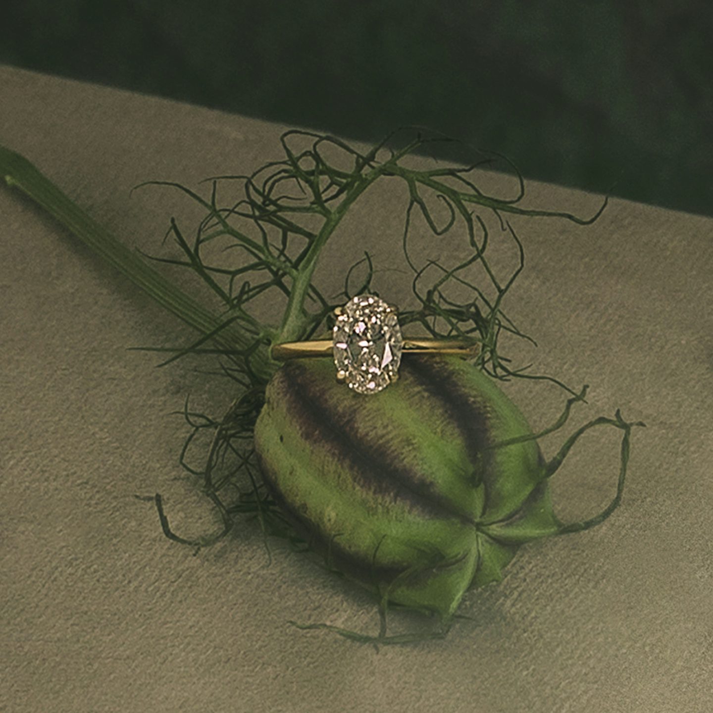 hidden diamond floating engagement ring princess pave yellow gold still life