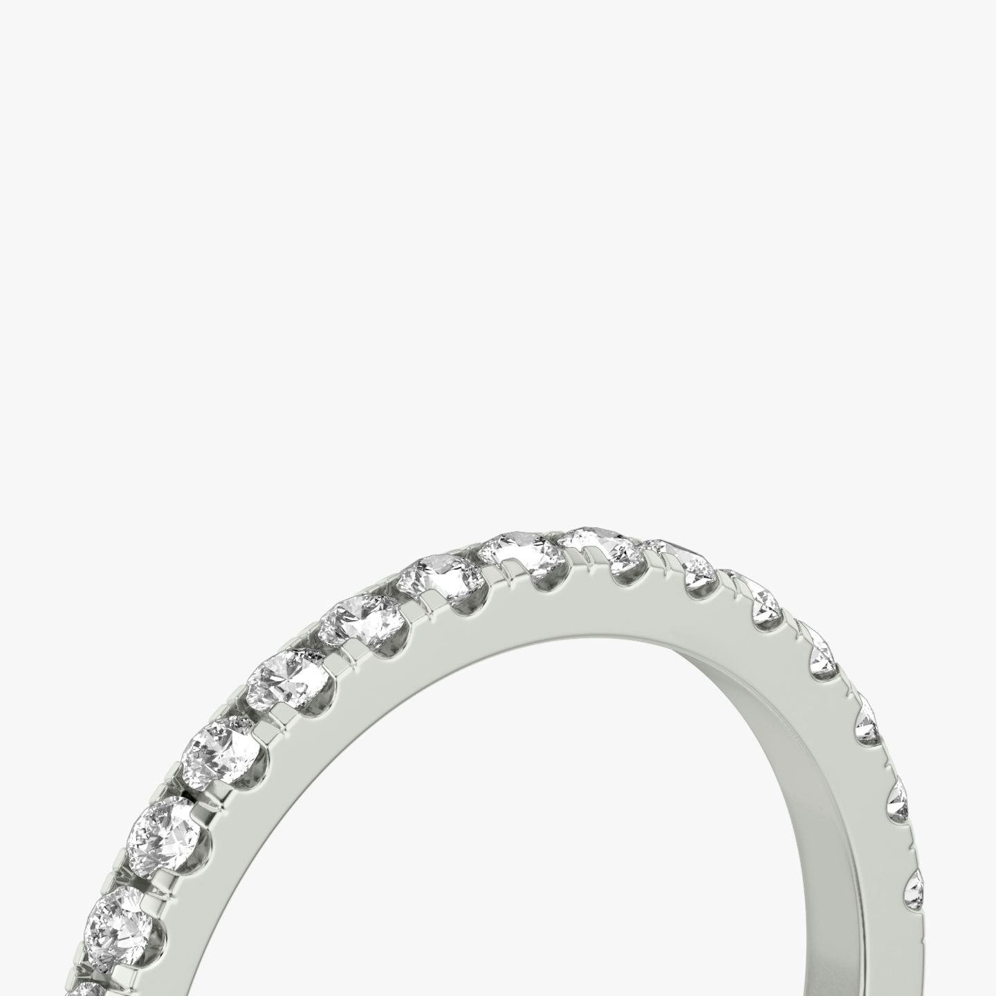 The Half Pavé Band | Round Brilliant | 18k | 18k White Gold | Band width: Large