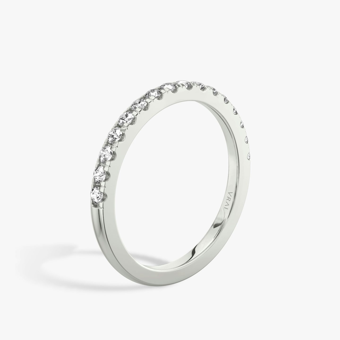 The Half Pavé Band | Round Brilliant | 18k | 18k White Gold | Band width: Large