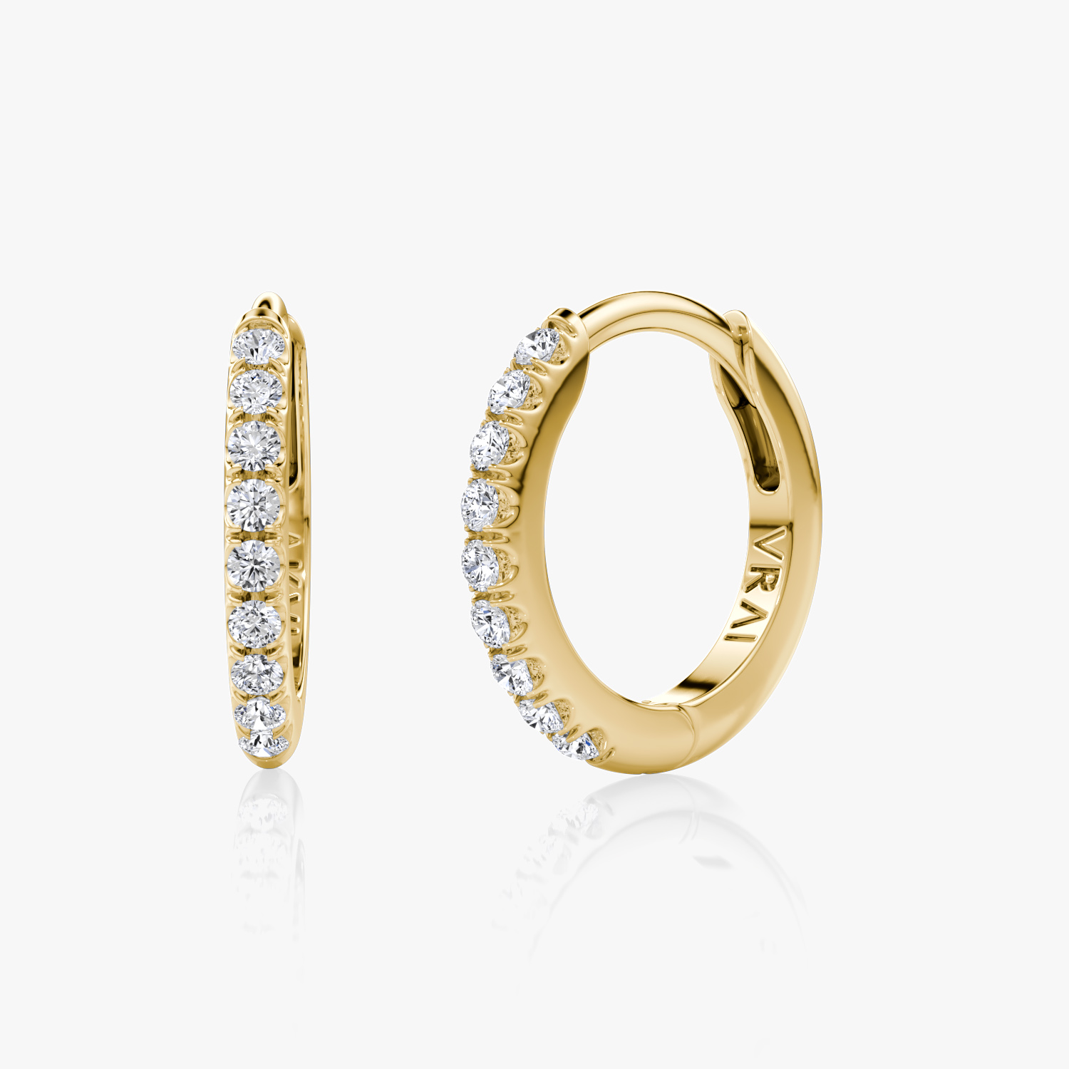 VRAI Pavé Hoops Round Brilliant Earrings | 14K Rose Gold