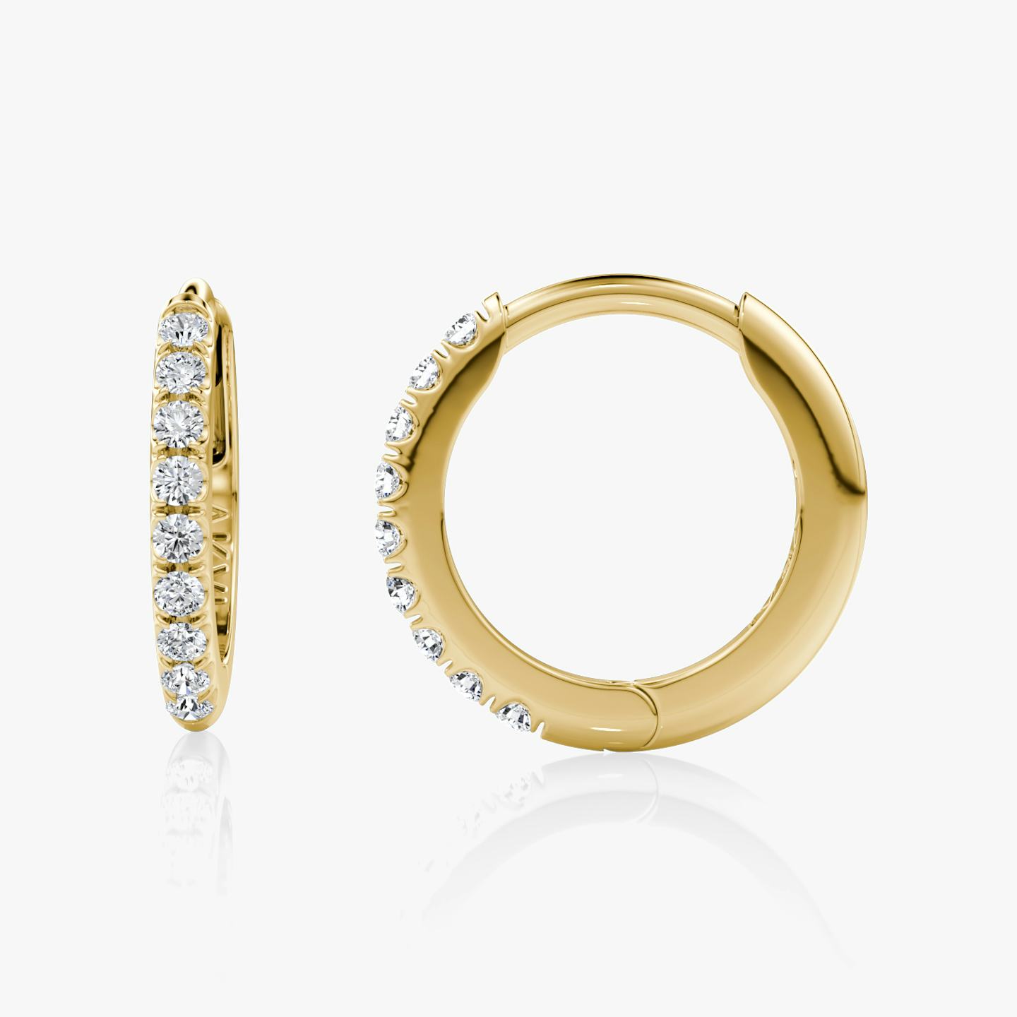 Pavé Hoops | Round Brilliant | 14k | 18k Yellow Gold | Size: 12mm