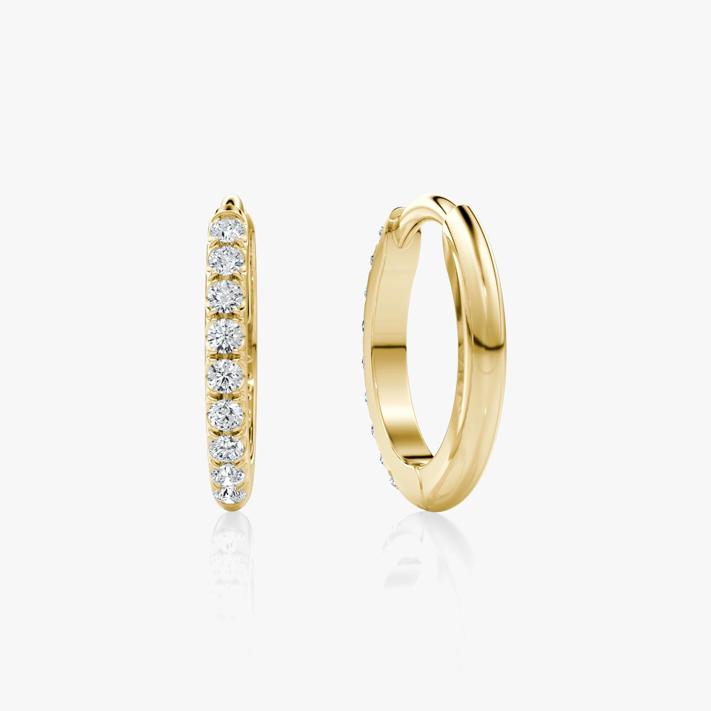 Pavé Hoops | Round Brilliant | 14k | 18k Yellow Gold | Size: 12mm