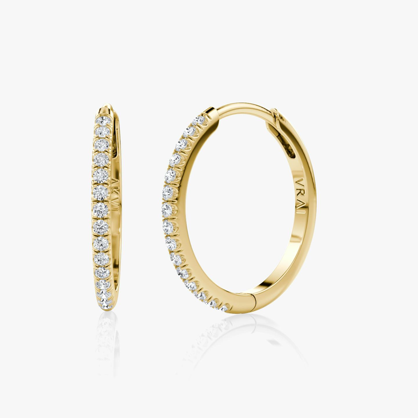 Pavé Hoops | Round Brilliant | 14k | 18k Yellow Gold | Size: 18mm