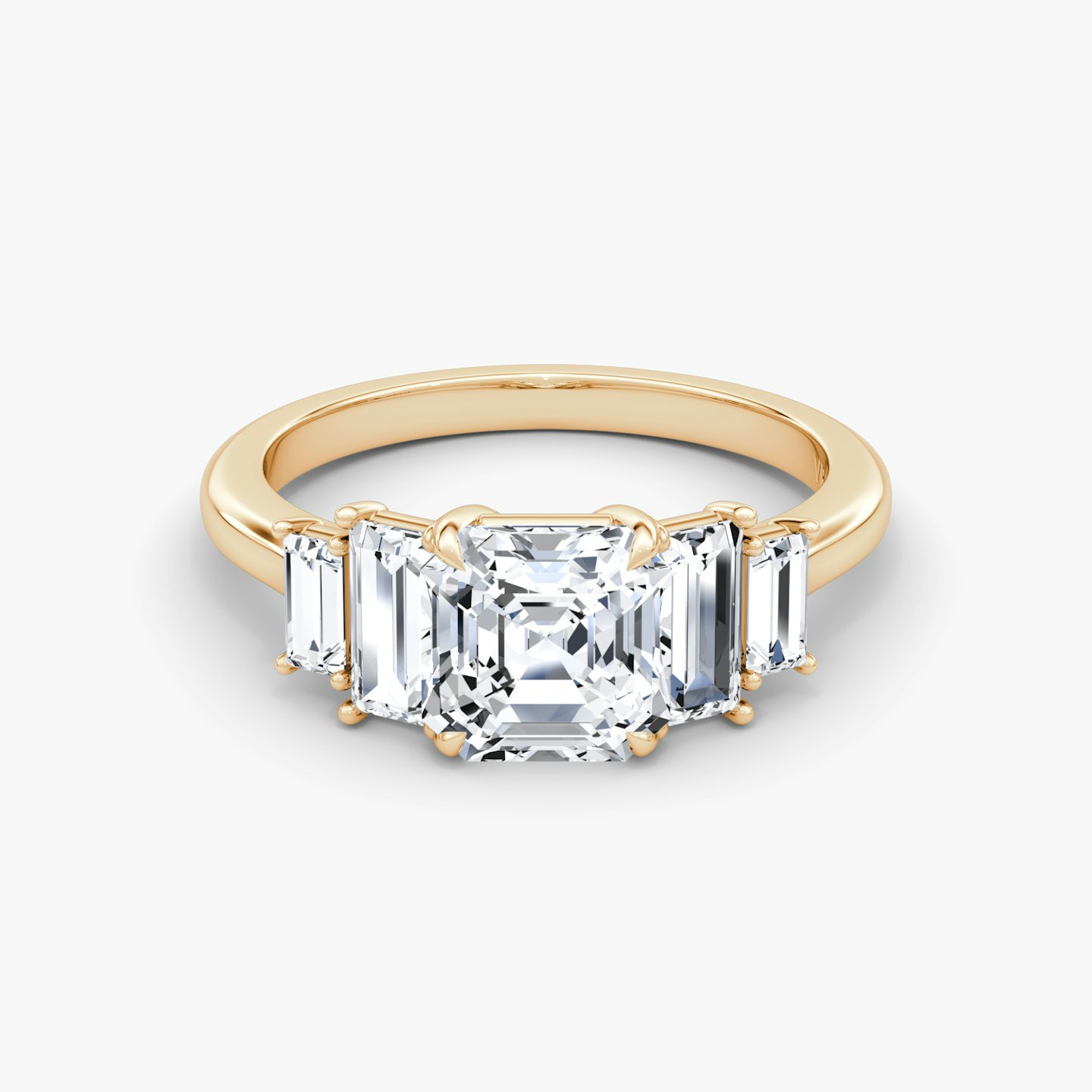 Anillo de compromiso Five Stone Heirloom | Asscher | 14k | Oro rosa de 14 quilates | Orientación de diamante: vertical | Peso en quilates: Ver stock total