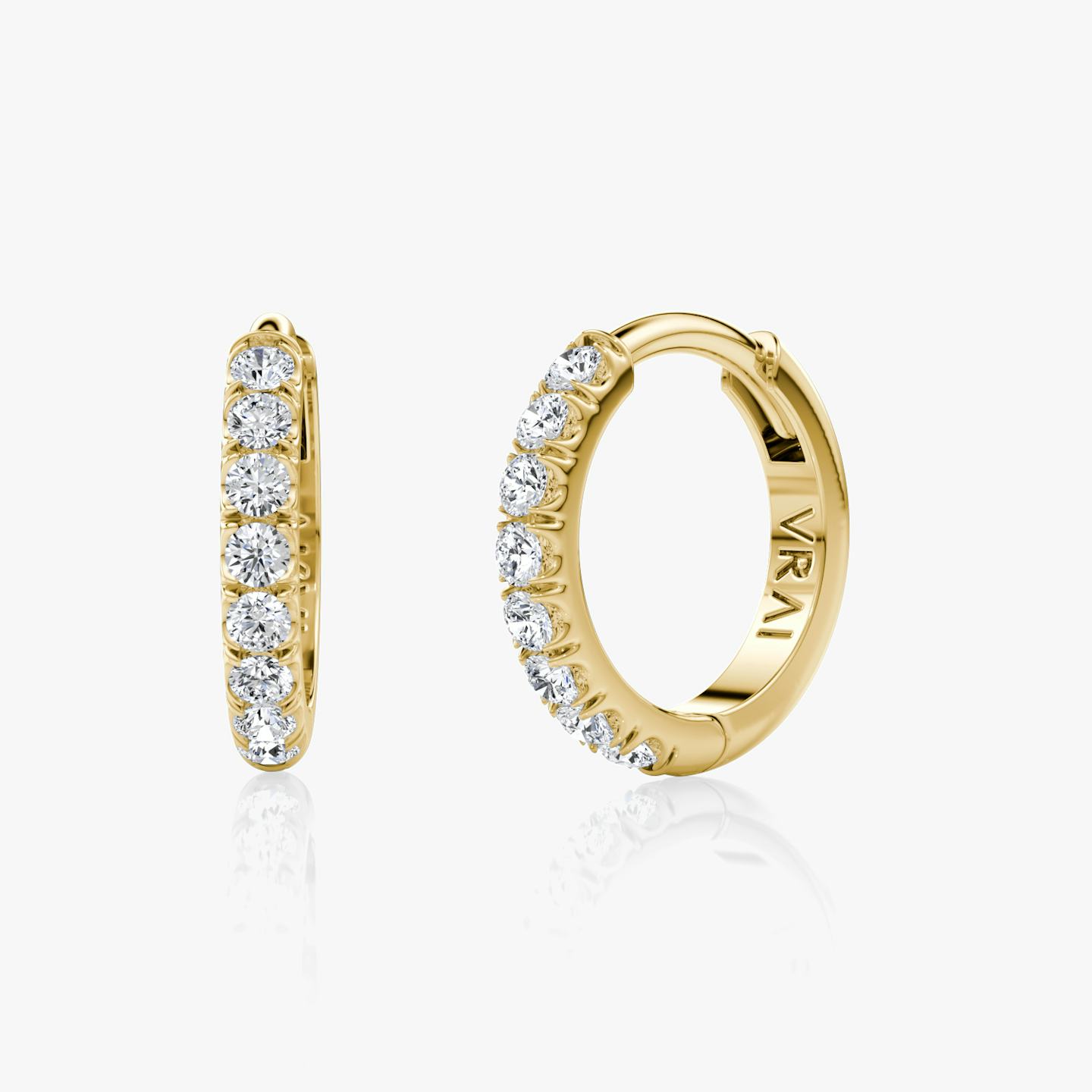 Pavé Hoops | Round Brilliant | 14k | 18k Yellow Gold | Size: 10mm