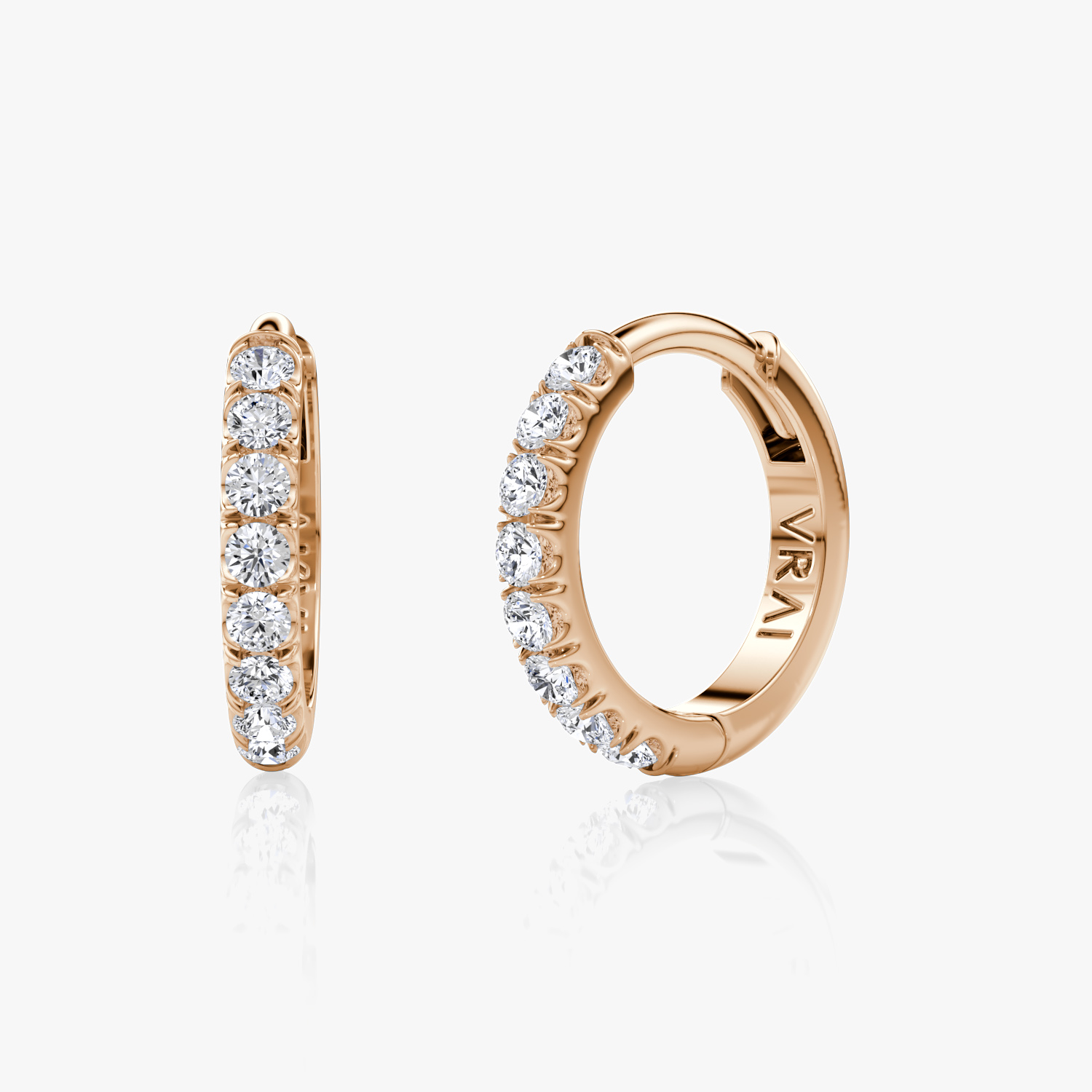 VRAI Pavé Hoops Round Brilliant Earrings | 14K Rose Gold