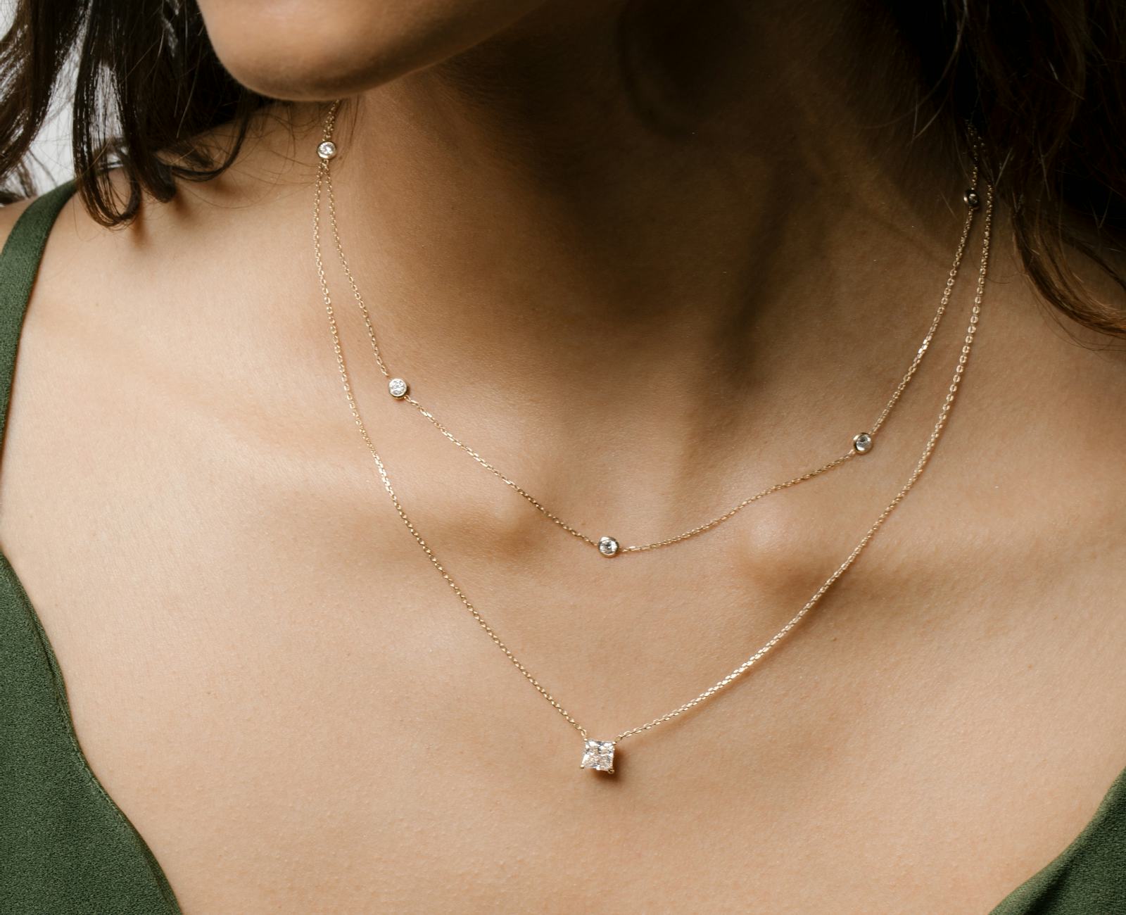 Green Jade Necklace With Fuchsia CZ Pave Clasp - 18.5" Choker, White Gold Plated