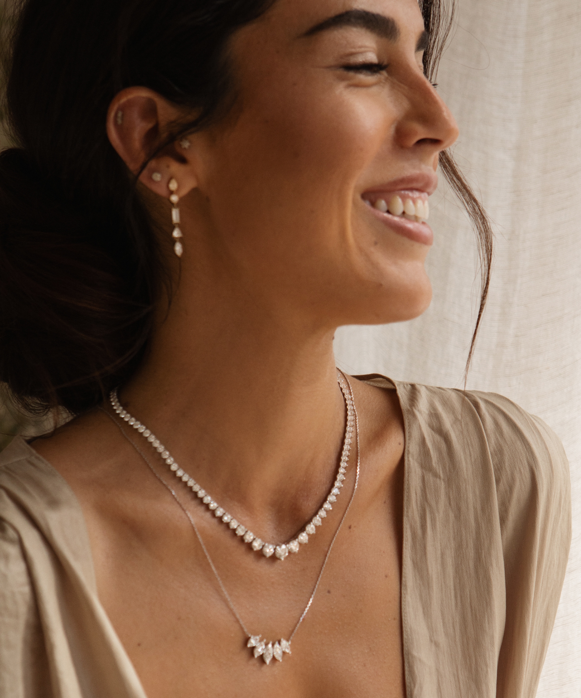 Color Blossom lariat necklace, pink gold, white mother-of-pearl and diamond  - Jewelry - Categories