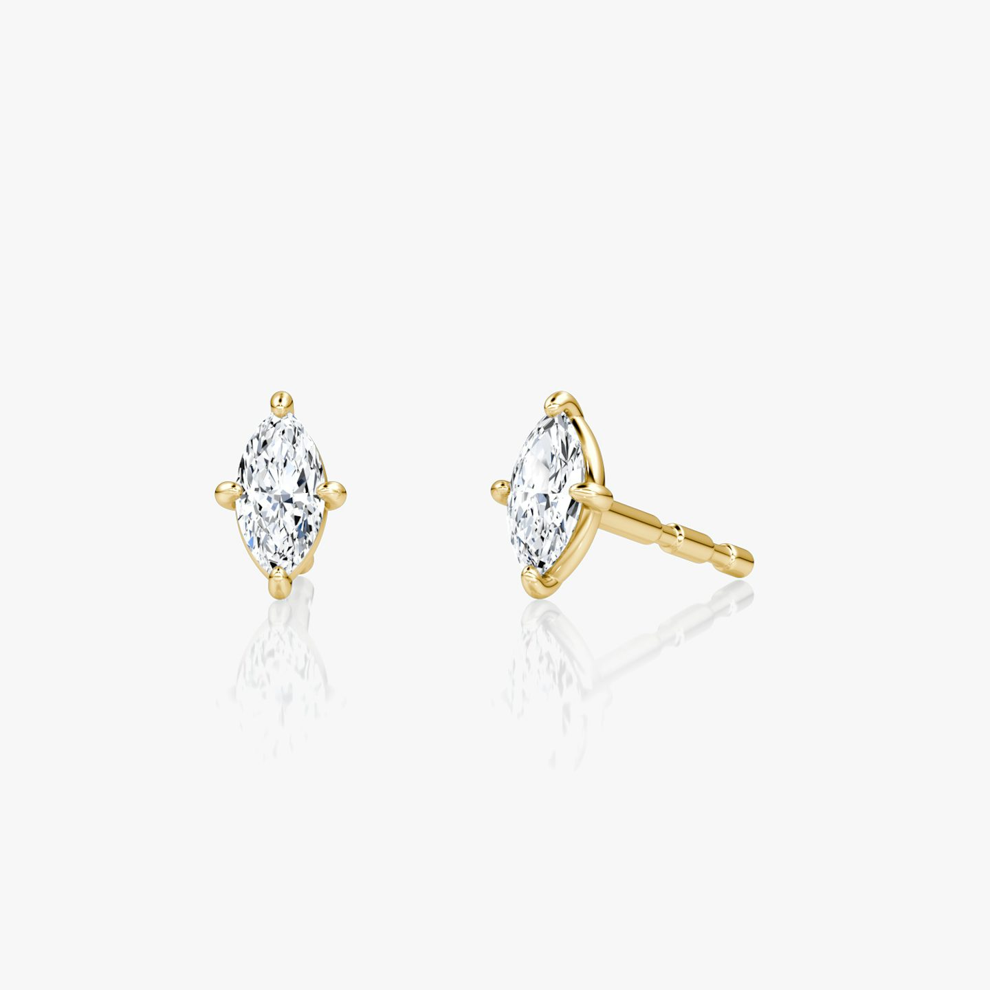 Petite Solitaire Ohrstecker | Pavé Marquise | 14k | 18k Gelbgold