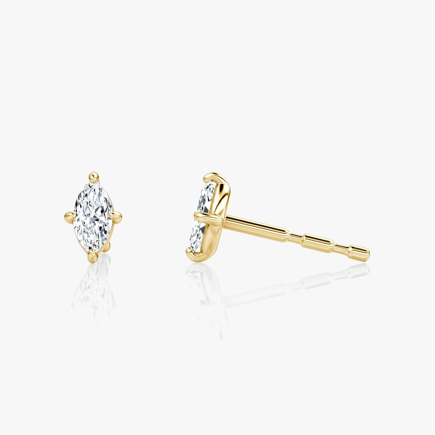 Petite Solitaire Ohrstecker | Pavé Marquise | 14k | 18k Gelbgold