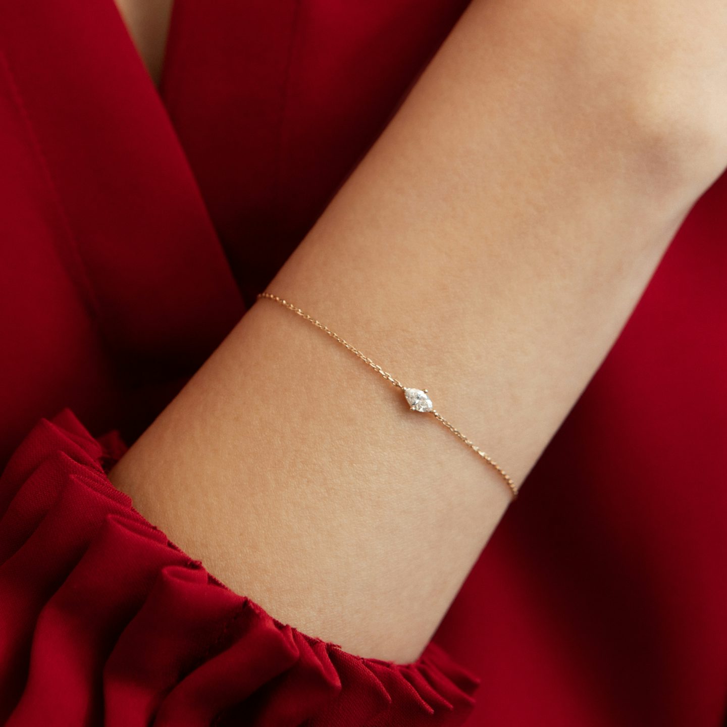 Pulsera Petite Solitaire | marquise | 14k | yellow-gold | chainLength: 7