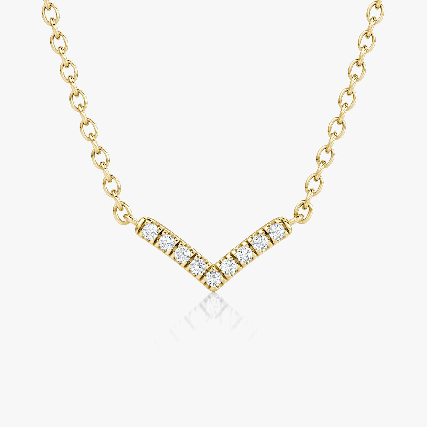 Petite V Necklace | Round Brilliant | 14k | 18k Yellow Gold | Chain length: 16-18