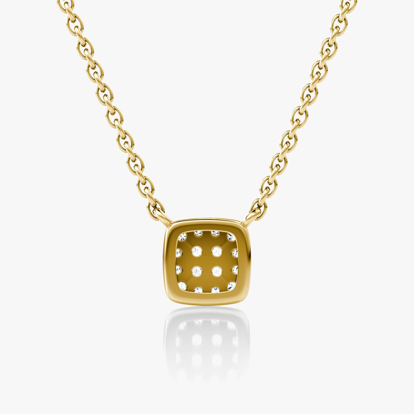 Pavé Necklace | 14k | 18k Yellow Gold | Chain length: 16-18 | Pavé cluster: Pavé Cushion