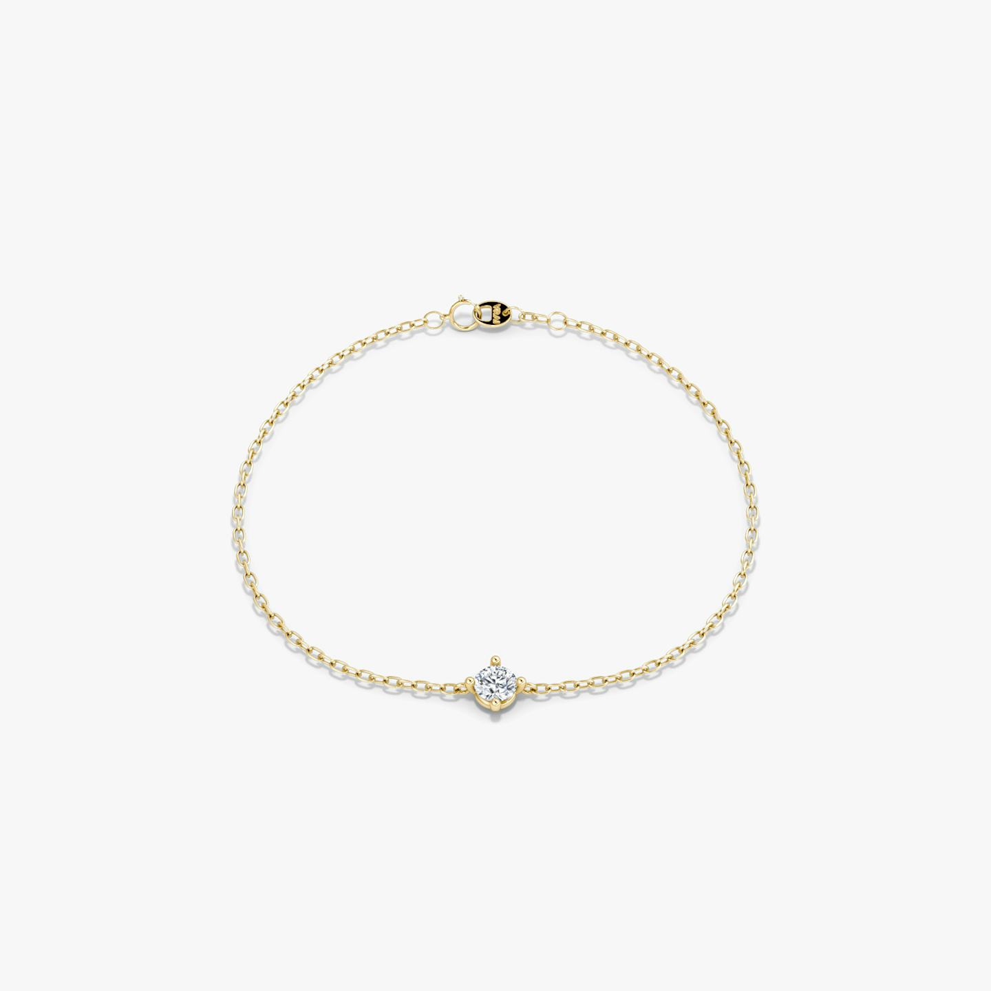 Bracelet Petite Solitaire | Rond Brillant | 14k | Or jaune 18 carats | Longueur de la chaîne: 7