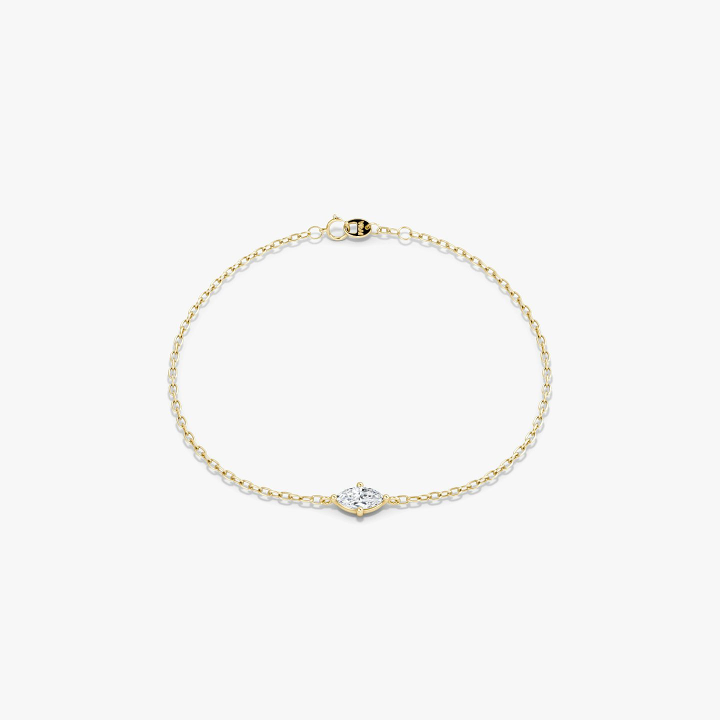 Bracelet Petite Solitaire | Pavé Marquise | 14k | Or jaune 18 carats | Longueur de la chaîne: 7