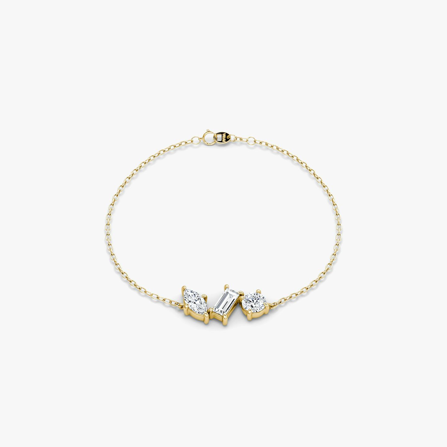 Orion Bracelet | Round Brilliant, Baguette and Marquise | 14k | 18k Yellow Gold | Chain length: 7 | Diamond size: Original