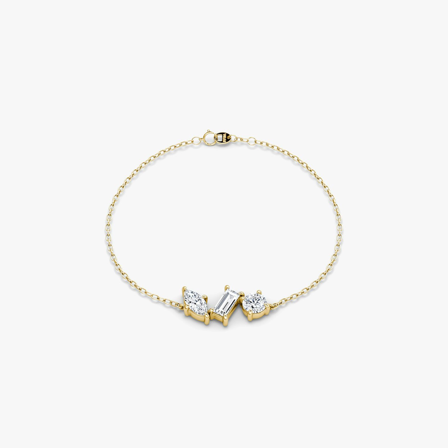 Orion Armband | Rund, Baguette und Marquise | 14k | 18k Gelbgold | Kettenlänge: 7 | Diamantgröße: Original