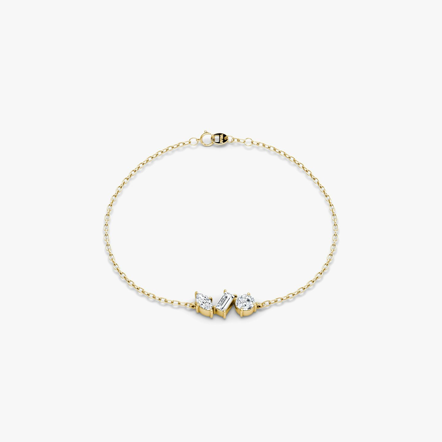 Pulsera Orion | Brillante, Baguette y Marquise | 14k | Oro amarillo de 18 quilates | Longitud de la cadena: 7 | Tamaño de los diamantes: Petite