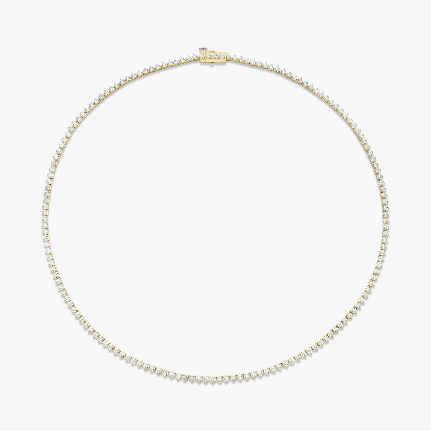 Tennis Necklace | Round Brilliant | 14k | 18k Yellow Gold | Diamond size: Petite | Chain length: 16