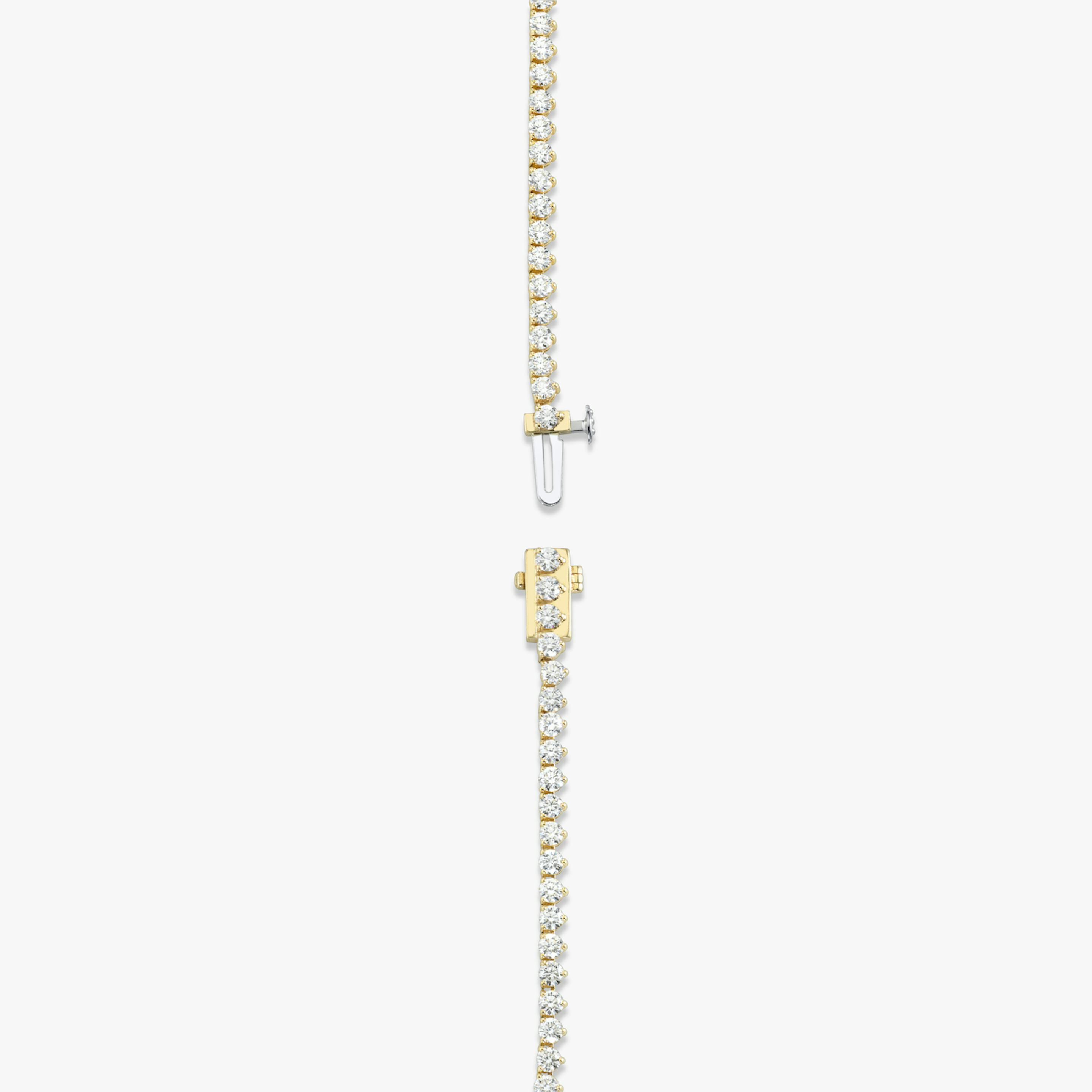 Tennis Necklace | Round Brilliant | 14k | 18k Yellow Gold | Chain length: 16 | Diamond size: Petite