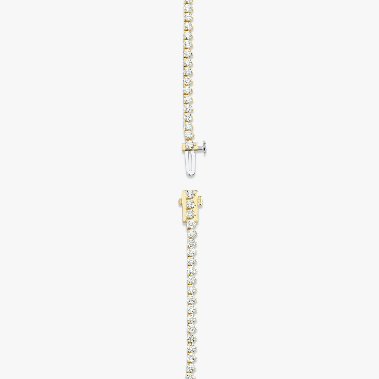 Tennis Necklace | Round Brilliant | 14k | 18k Yellow Gold | Chain length: 16 | Diamond size: Petite